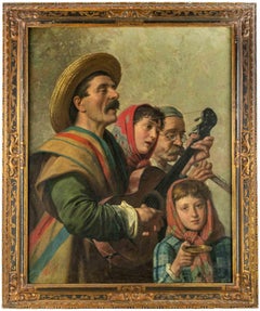 The Little Concert (Concertino) - Oil Paint by N. Cecconi - Late 19th Century