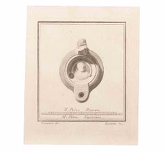 Oil Lamp With Decoration - Etching by Niccolò Cesarano - 18th Century