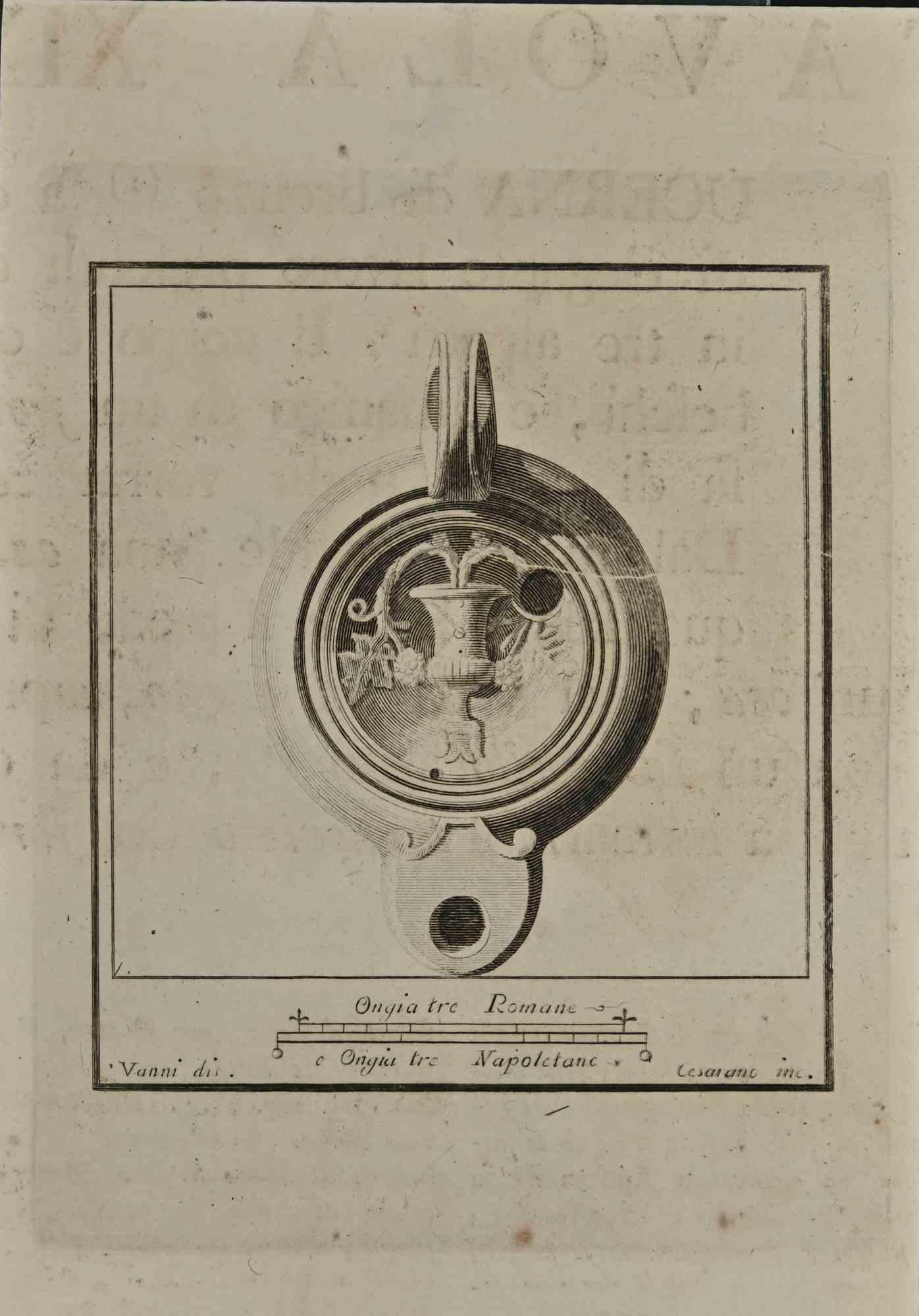 Still Life from the series "Antiquities of Herculaneum", is an etching on paper realized by Niccolo Cesarano in the 18th Century.

Signed on the plate.

Good conditions.

The etching belongs to the print suite “Antiquities of Herculaneum Exposed”