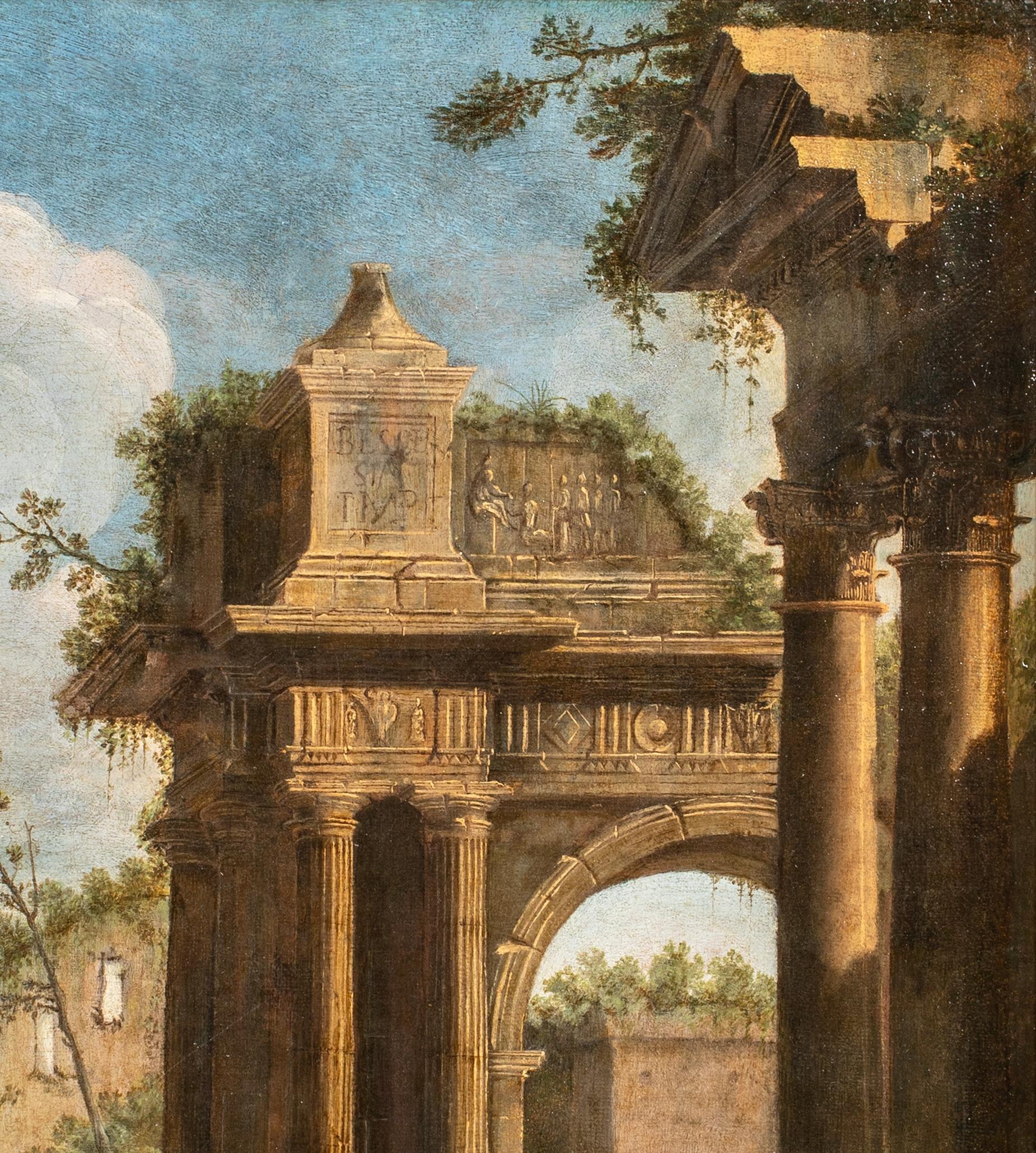 Capriccio architectural avec un soldat et un enfant, datant d'environ 1680 3