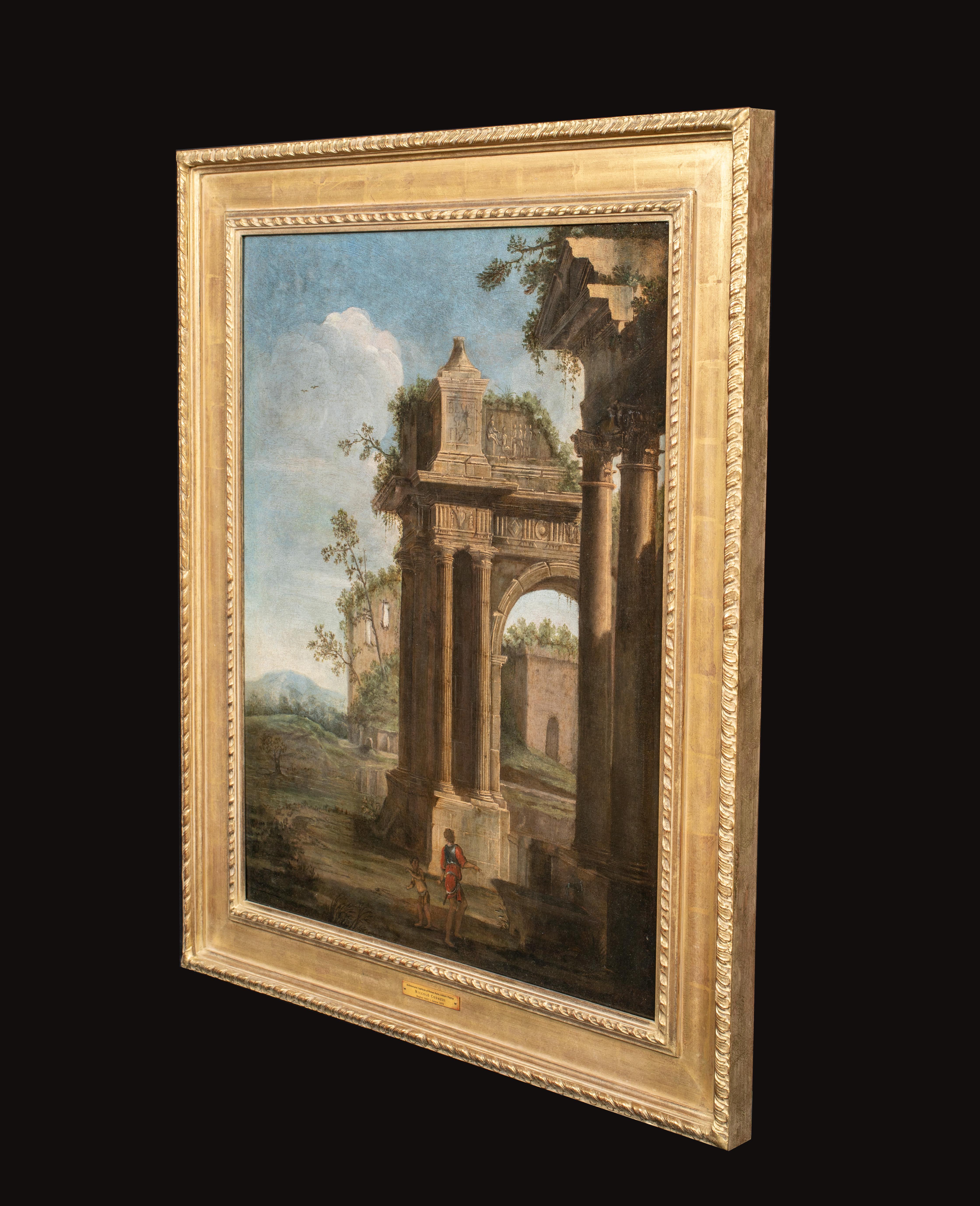 Capriccio architectural avec un soldat et un enfant, datant d'environ 1680 4