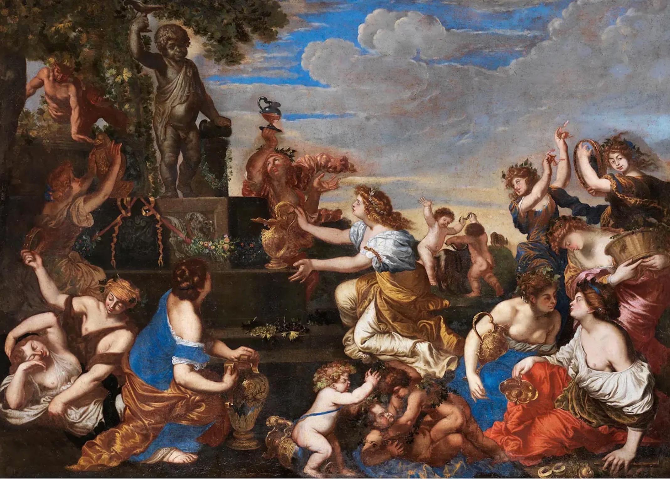 Großer alter Meister des 17. Jahrhunderts – Das Fest des Bacchus – Poussin-Feierlichkeiten (Alte Meister), Painting, von Niccolò De Simone