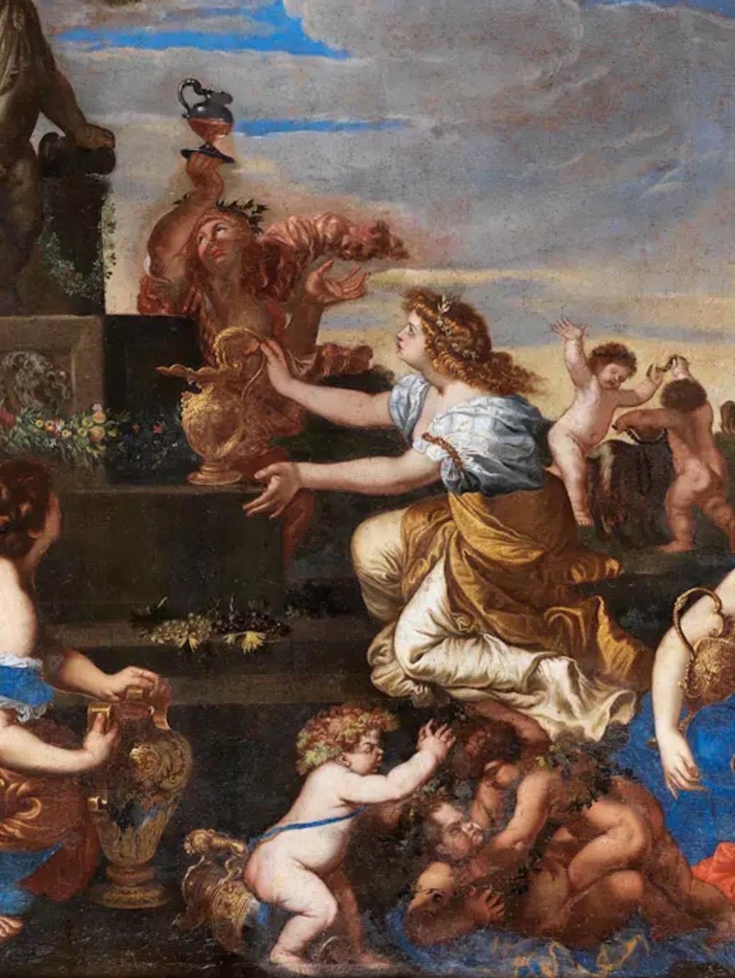 Huge 17th century old master - The feast of Bacchus - celebration Poussin - Old Masters Painting by Niccolò De Simone