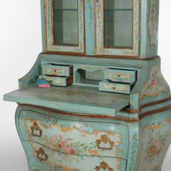 Niccolini Venetian Rococo Hand Painted Bombay Secretary Desk Signed 20thC