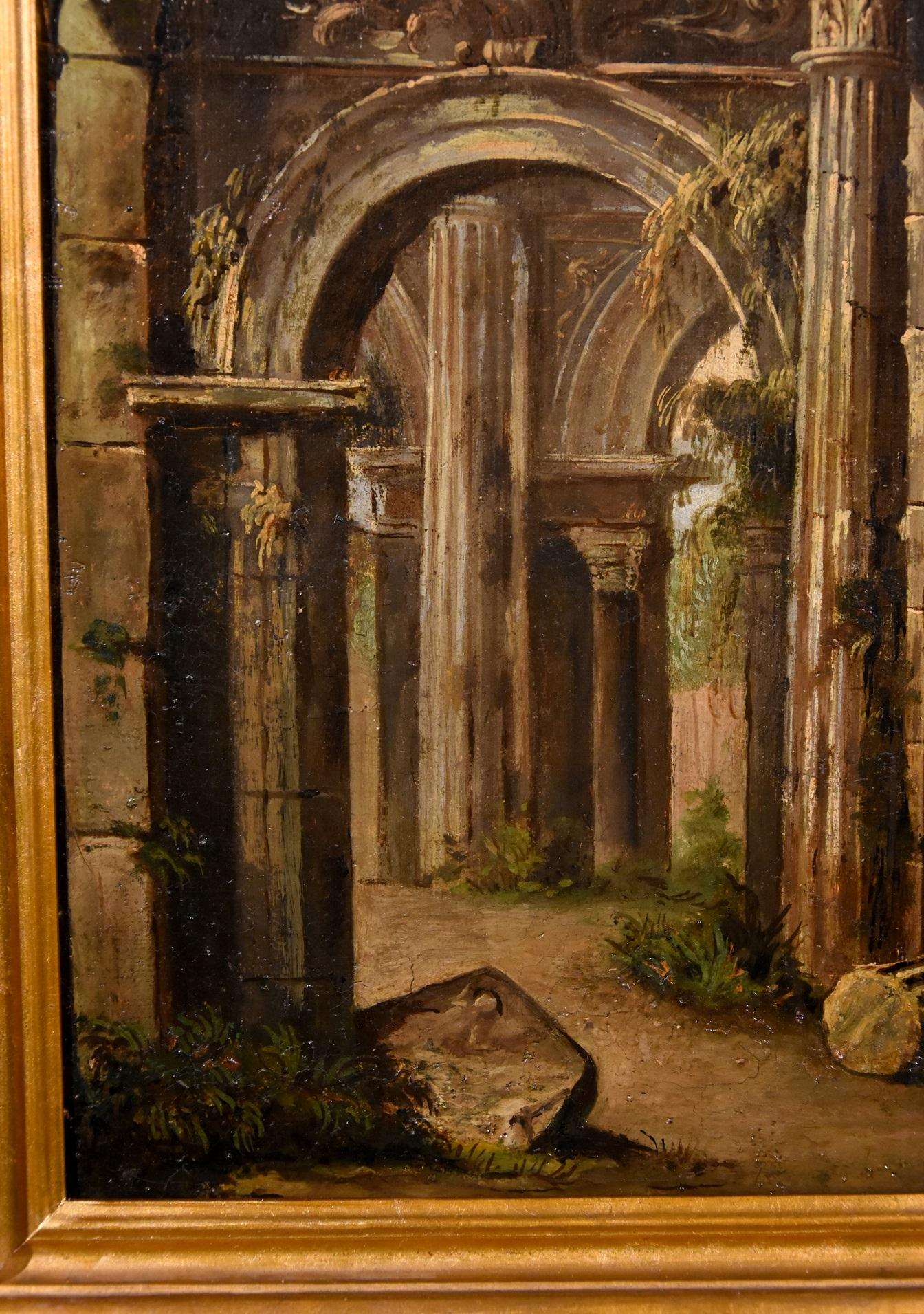 Ruins Landscape Codazzi Paint Oil on canvas Old master 18th Century Roma Italy For Sale 5