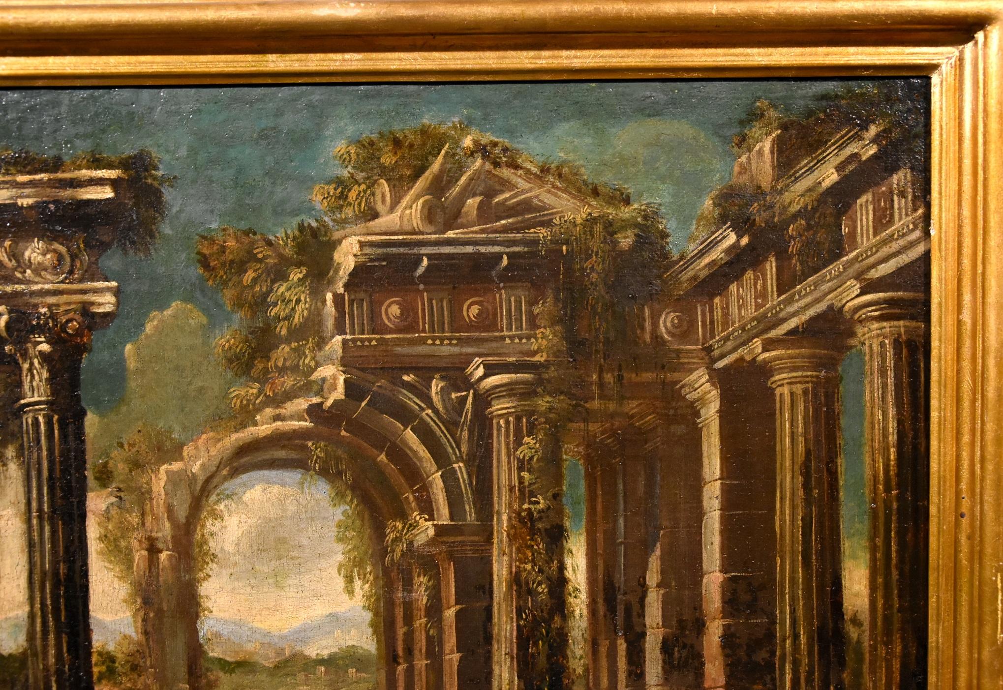 Ruins Landscape Codazzi Paint Oil on canvas Old master 18th Century Roma Italy For Sale 11