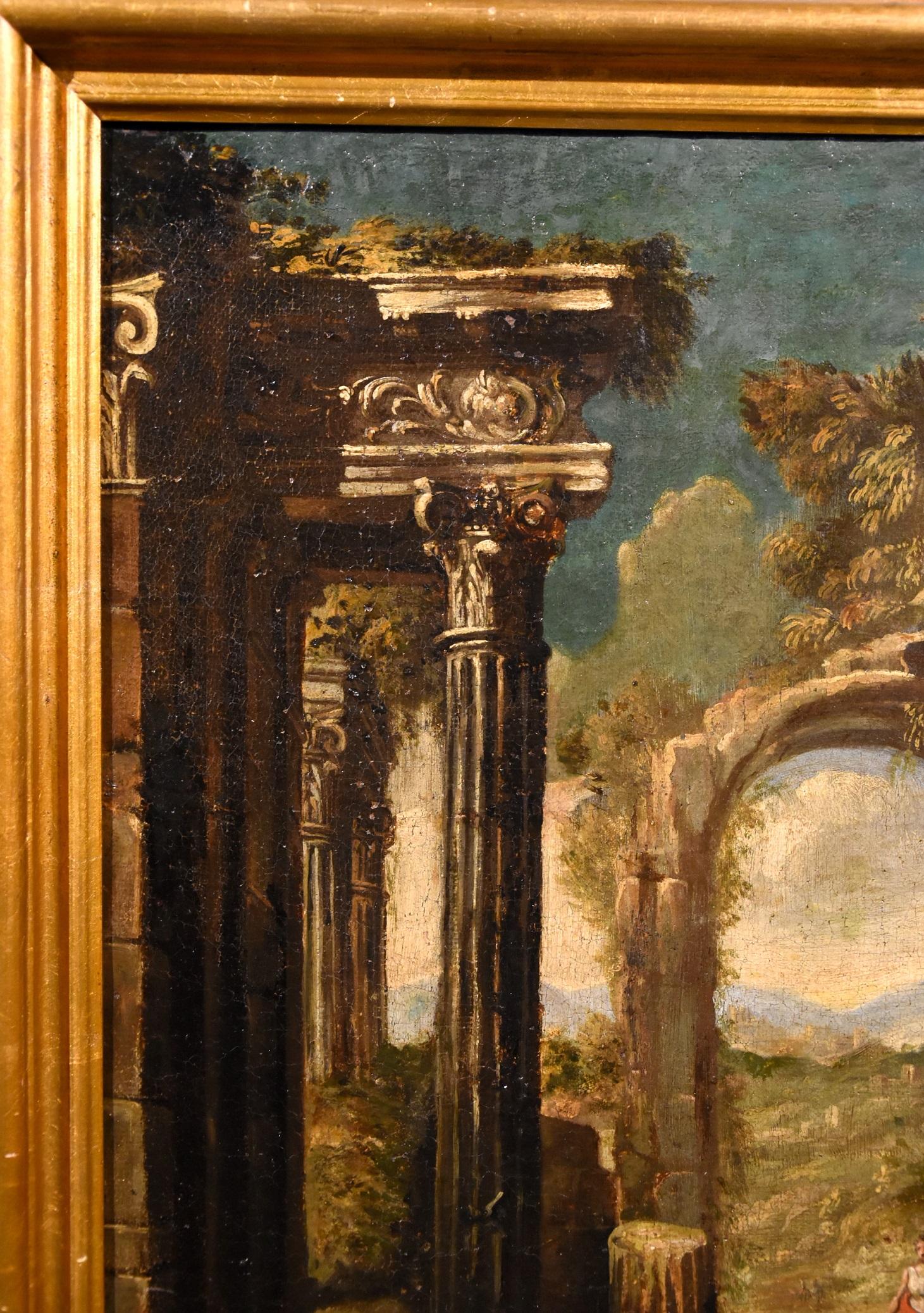 Ruins Landscape Codazzi Paint Oil on canvas Old master 18th Century Roma Italy For Sale 12