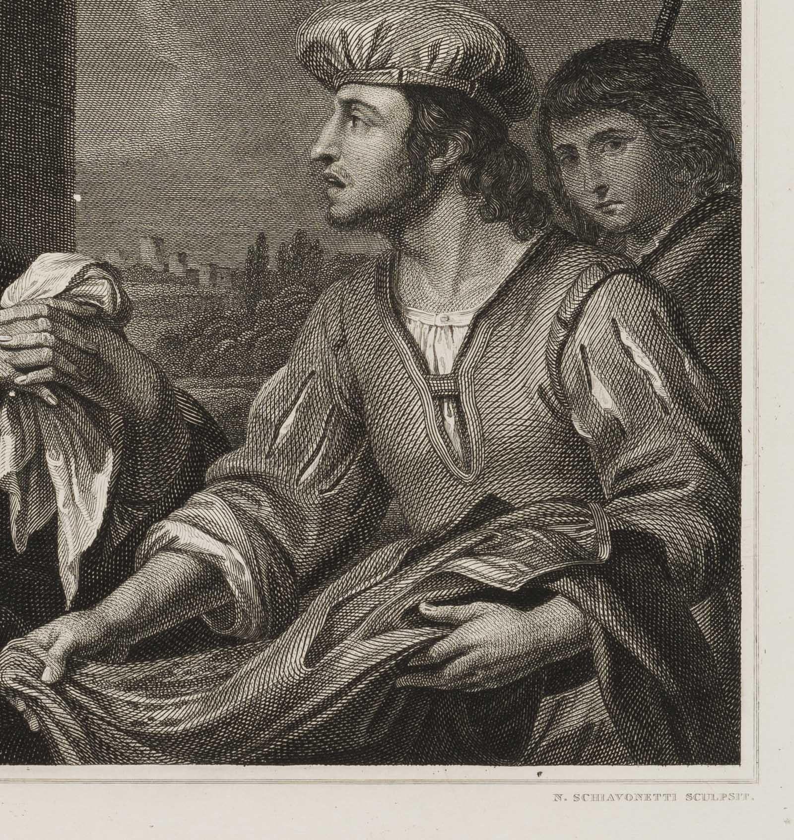 Jacob beholds Joseph's bloody robe - Baroque Print by Niccolo Schiavonetti jr.