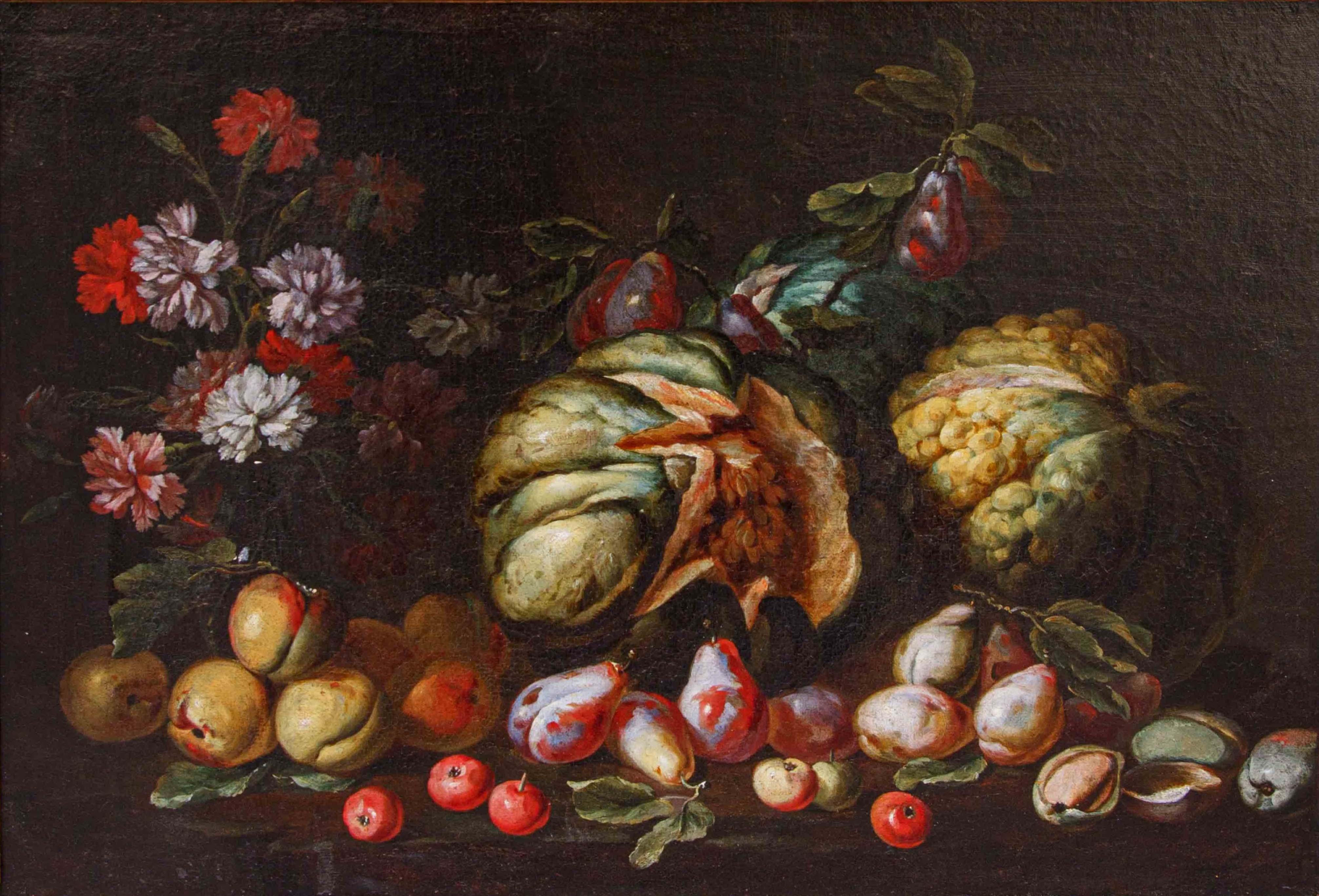 Niccolò Stanchi (Rome, 1623 - 1690), Still life with fruit and flowers For Sale 13