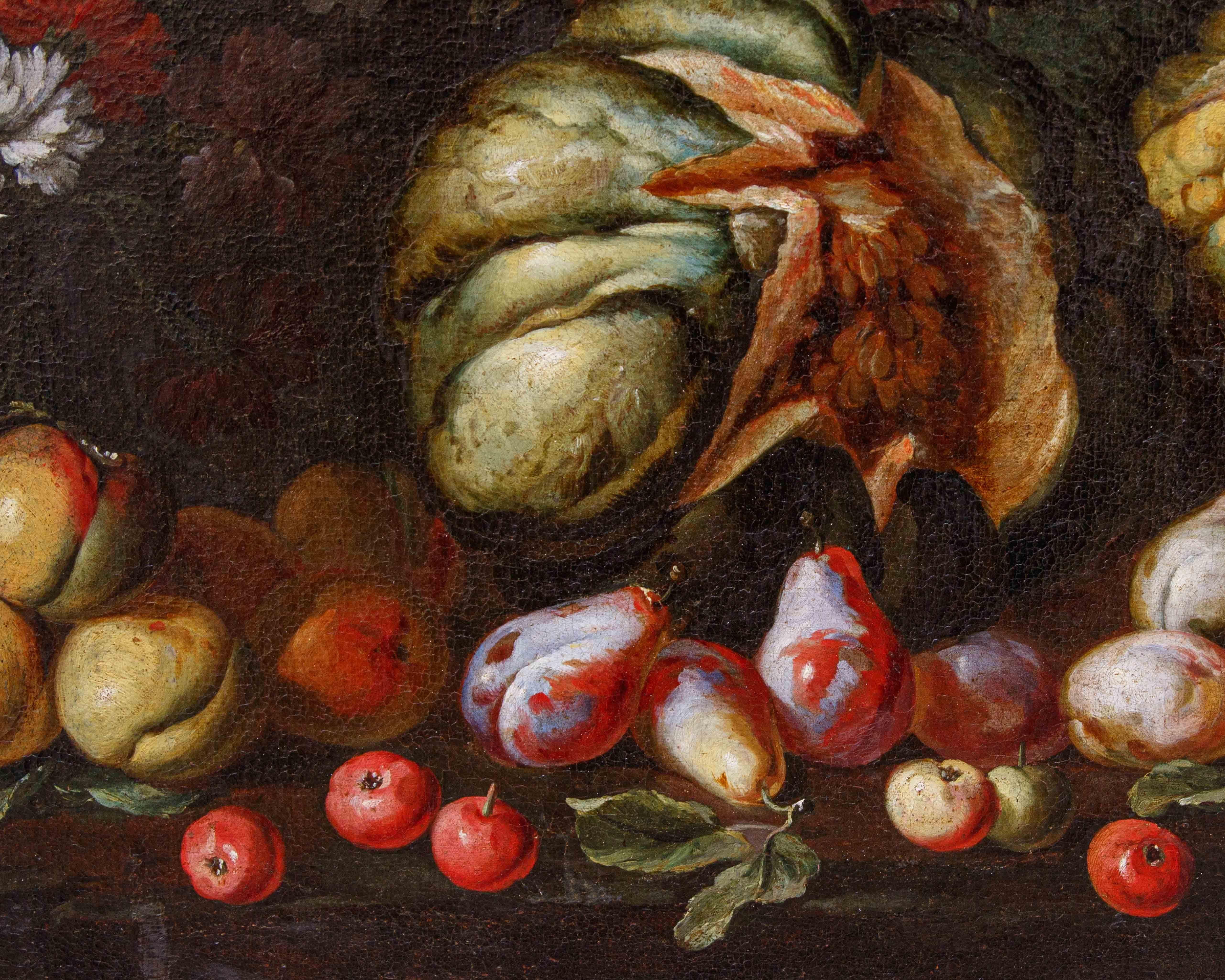 Niccolò Stanchi (Rome, 1623 - 1690), Still life with fruit and flowers For Sale 2