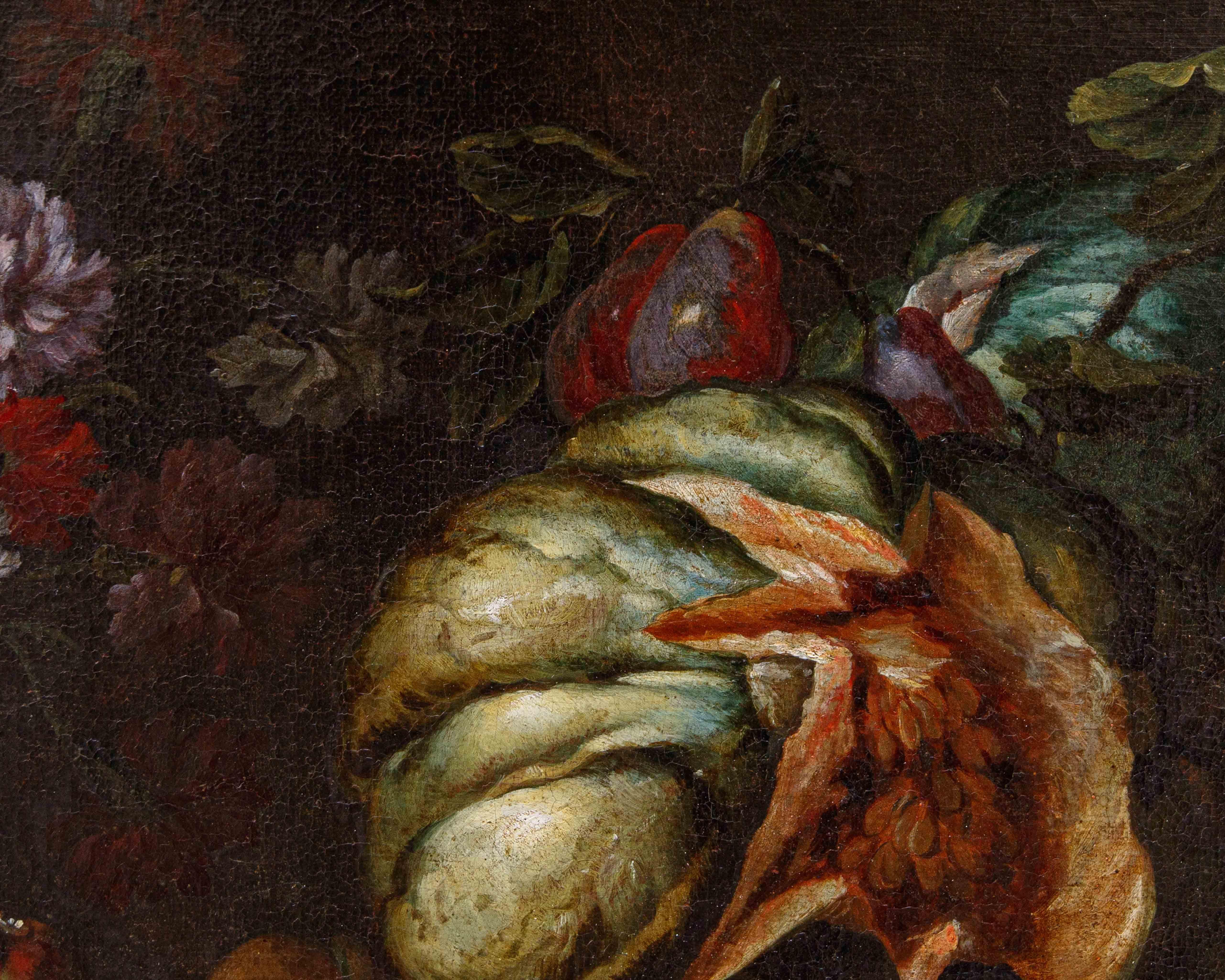 Niccolò Stanchi (Rome, 1623 - 1690), Still life with fruit and flowers For Sale 4