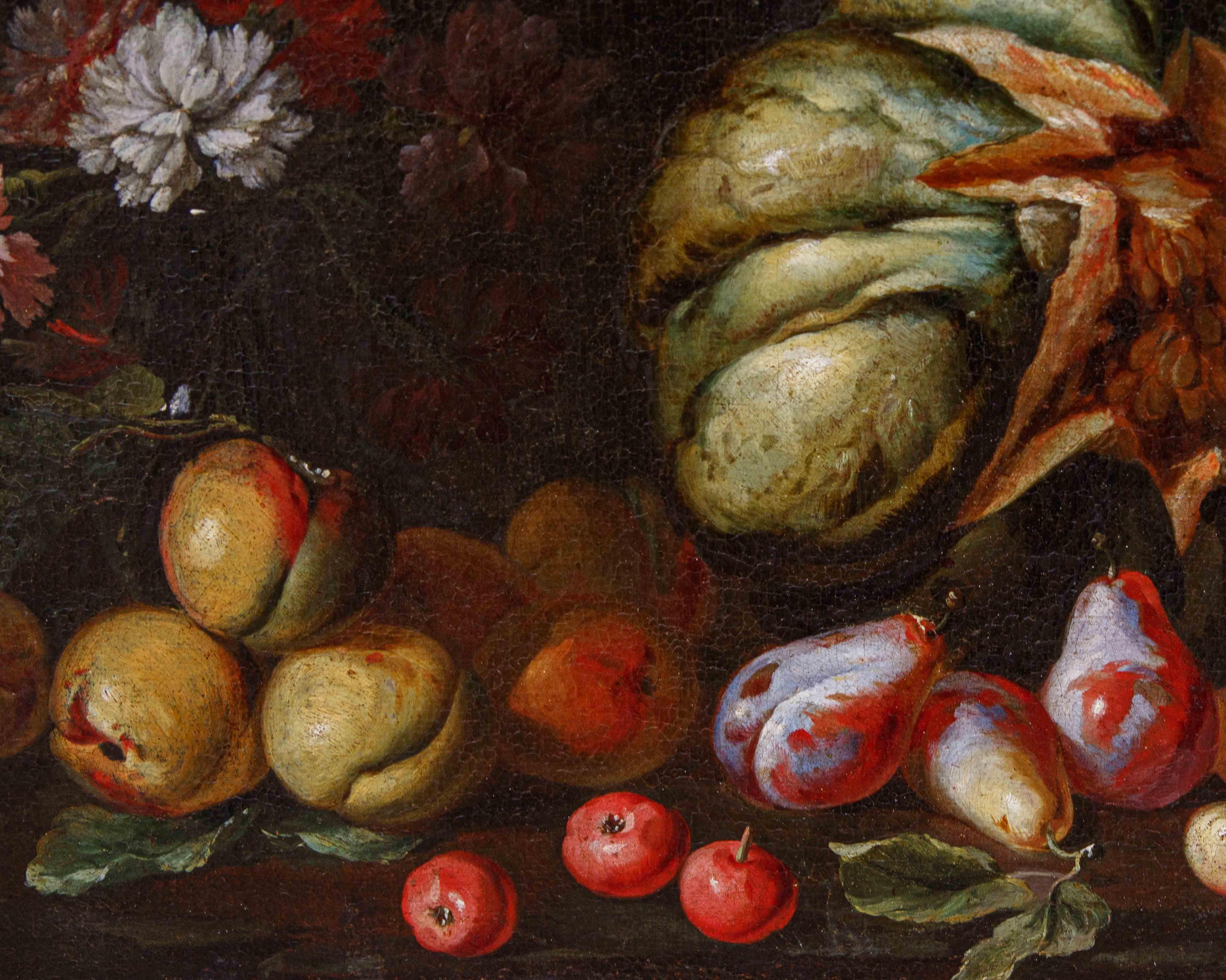Niccolò Stanchi (Rome, 1623 - 1690), Still life with fruit and flowers For Sale 6