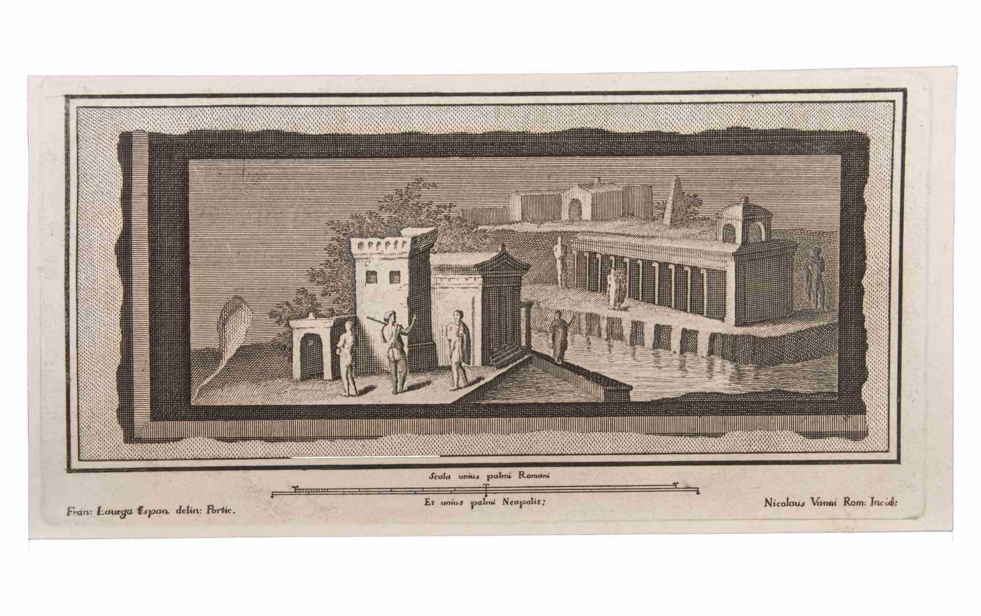 Seelandschaft mit Monument und Figuren ist eine Radierung realisiert von  Niccolò Vanni (1750-1770).

Die Radierung gehört zu der Druckserie "Antiquities of Herculaneum Exposed" (Originaltitel: "Le Antichità di Ercolano Esposte"), einem achtbändigen