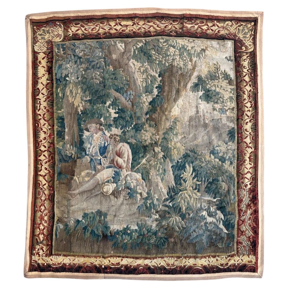 Nice 18th century Aubusson tapestry «rest in the forest» For Sale