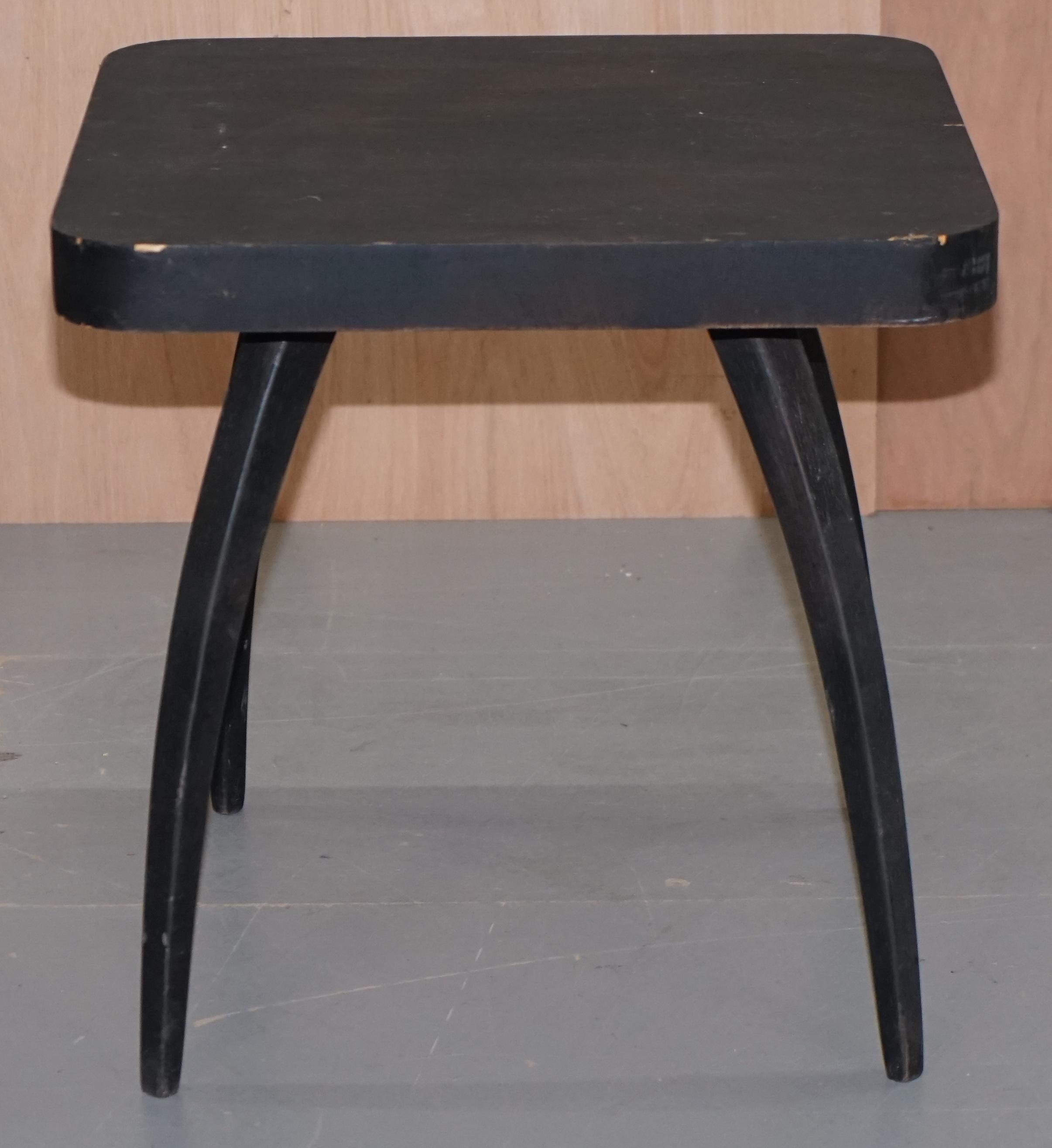 Nice 1930s Ebonised Black Spider Table by J.Halabala Vintage Distressed Patina 3