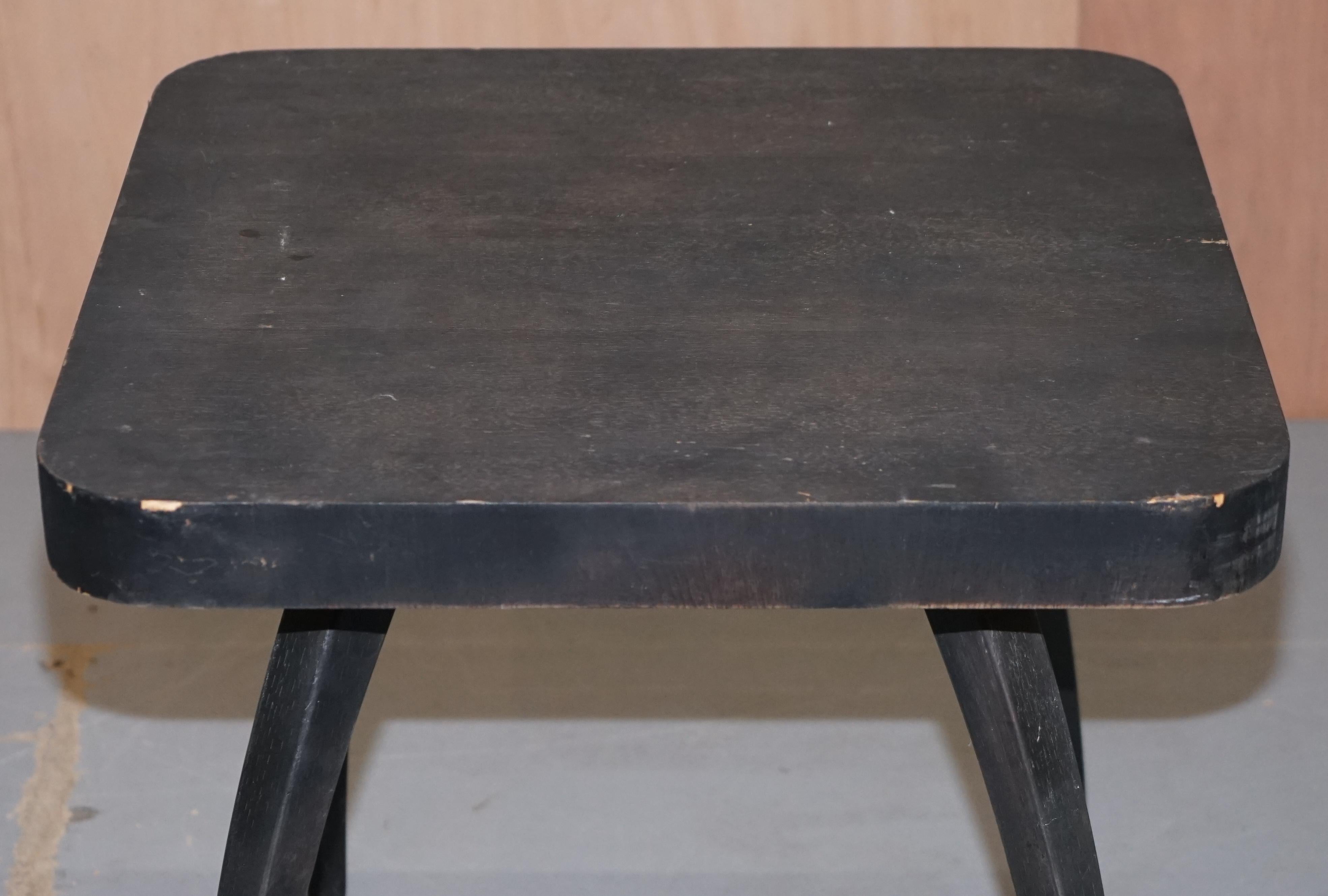 Nice 1930s Ebonised Black Spider Table by J.Halabala Vintage Distressed Patina 4