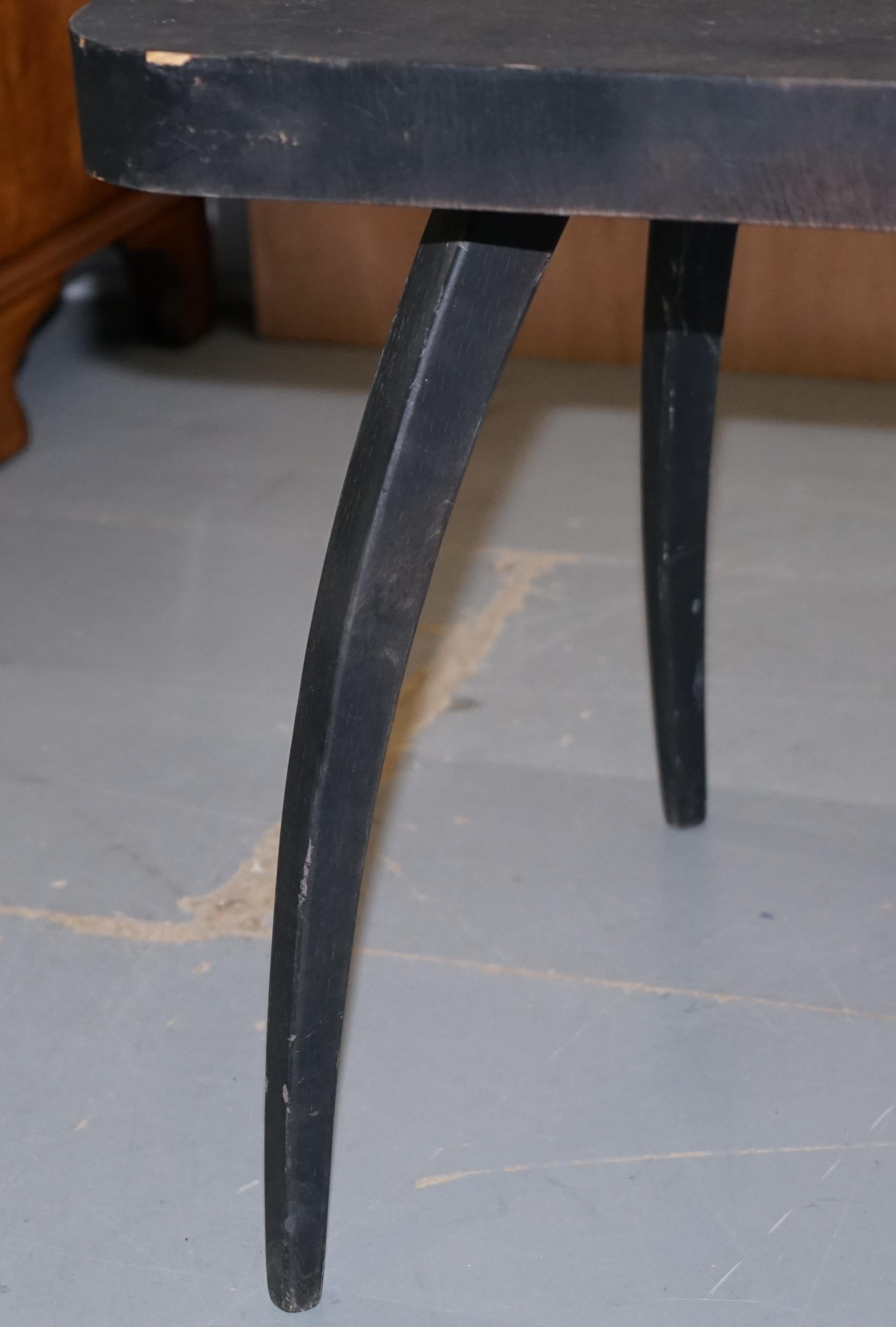 Nice 1930s Ebonised Black Spider Table by J.Halabala Vintage Distressed Patina 5