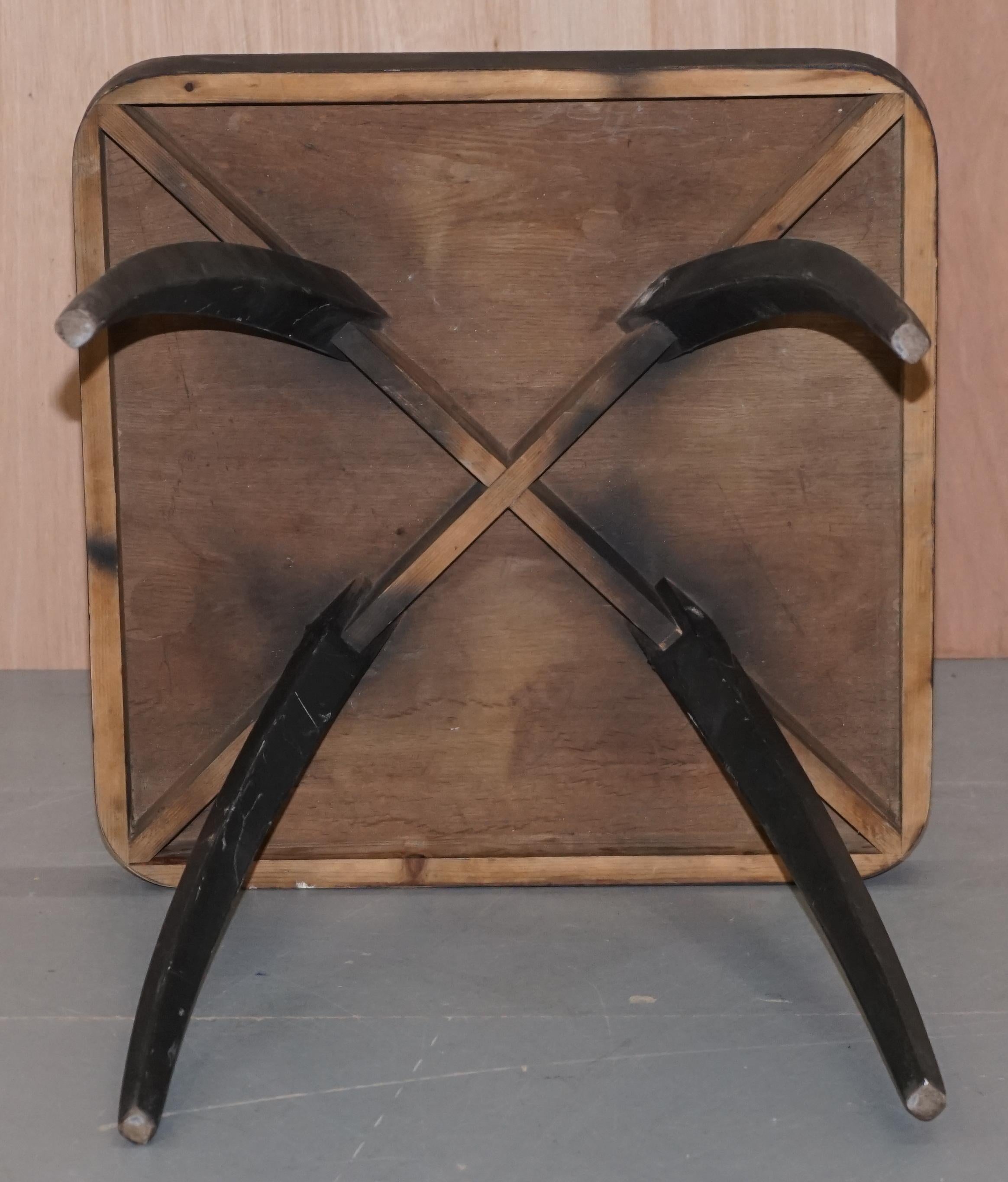 Nice 1930s Ebonised Black Spider Table by J.Halabala Vintage Distressed Patina 6