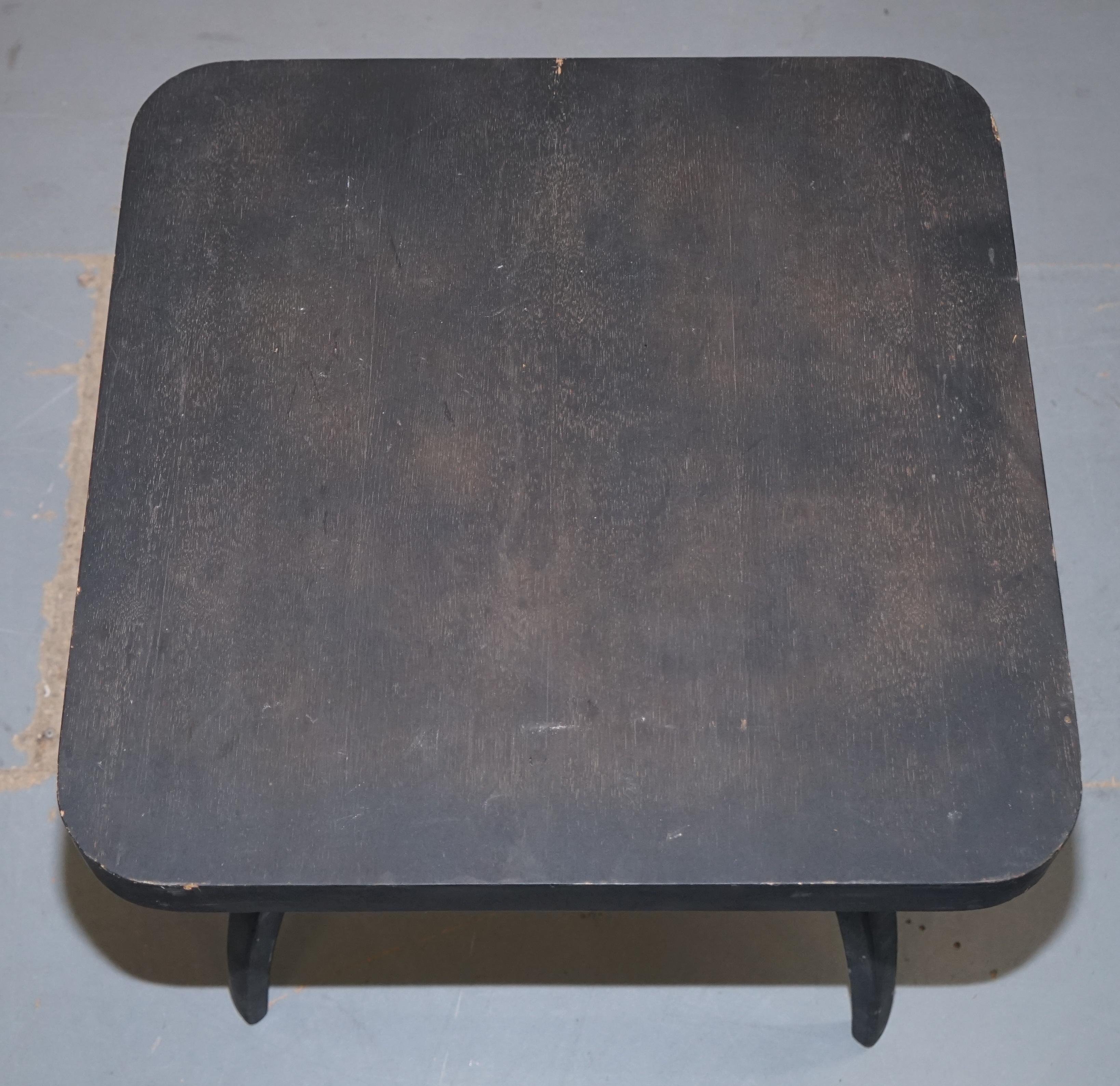 Art Deco Nice 1930s Ebonised Black Spider Table by J.Halabala Vintage Distressed Patina