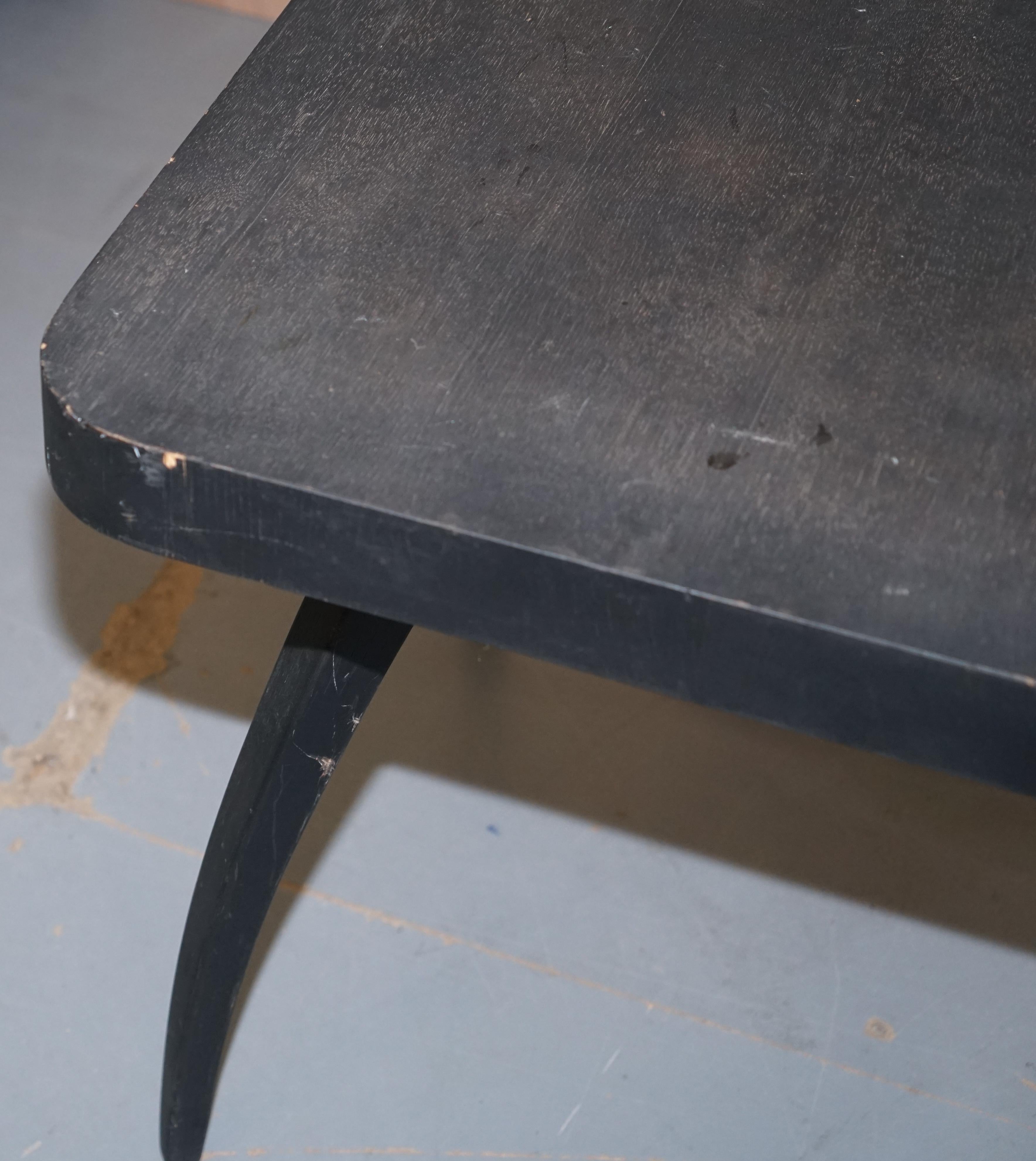 English Nice 1930s Ebonised Black Spider Table by J.Halabala Vintage Distressed Patina