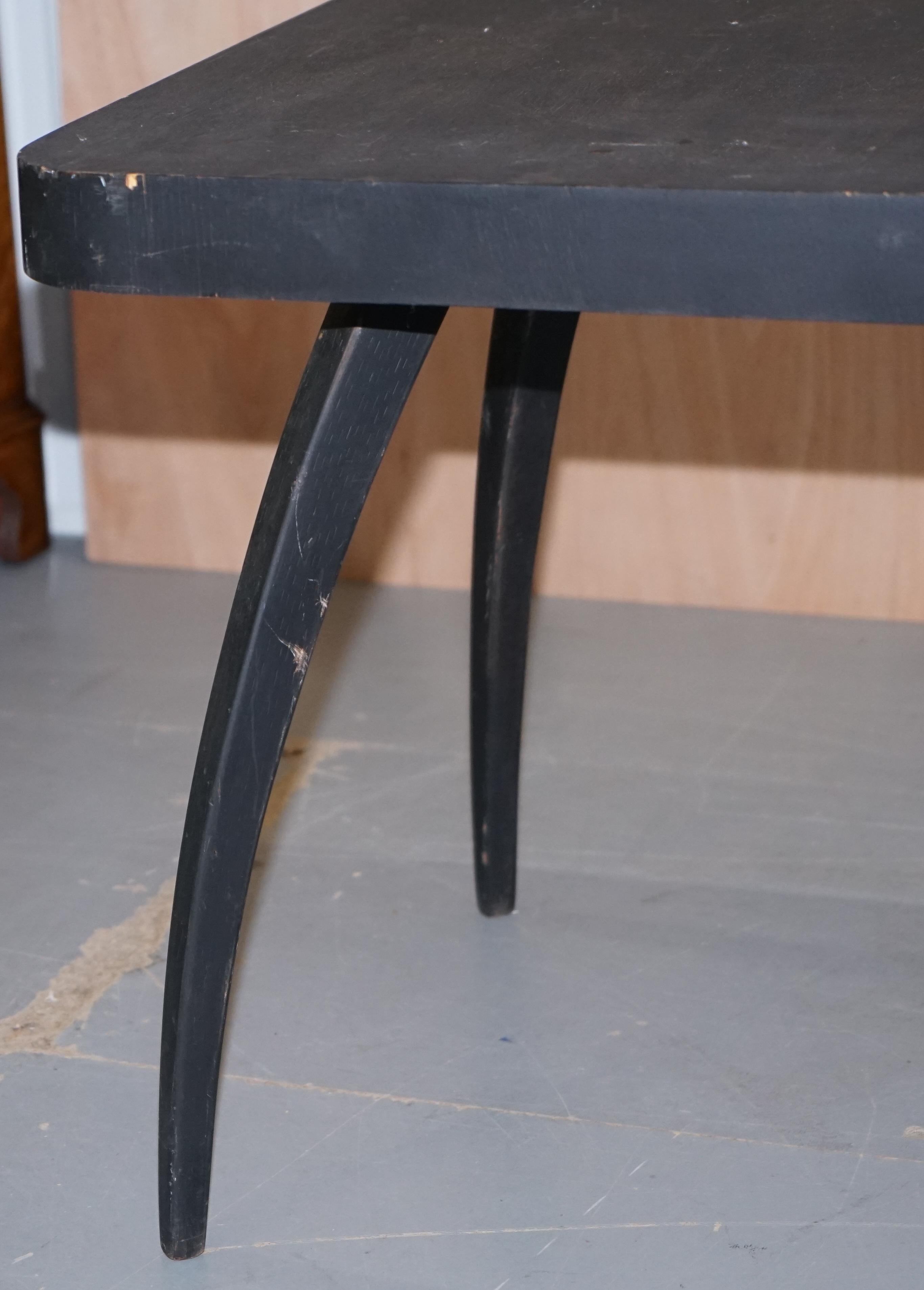 Ebonized Nice 1930s Ebonised Black Spider Table by J.Halabala Vintage Distressed Patina