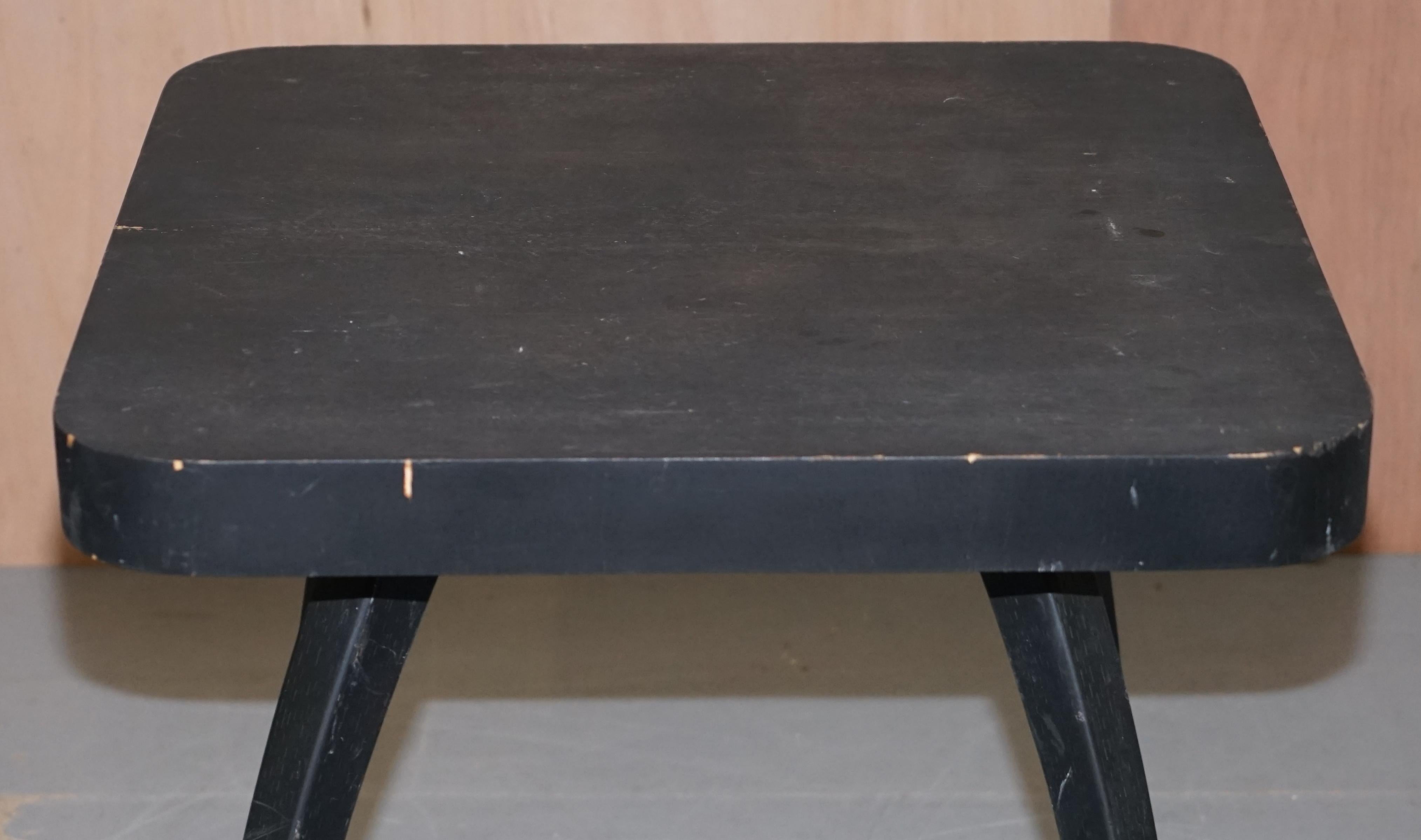 Wood Nice 1930s Ebonised Black Spider Table by J.Halabala Vintage Distressed Patina