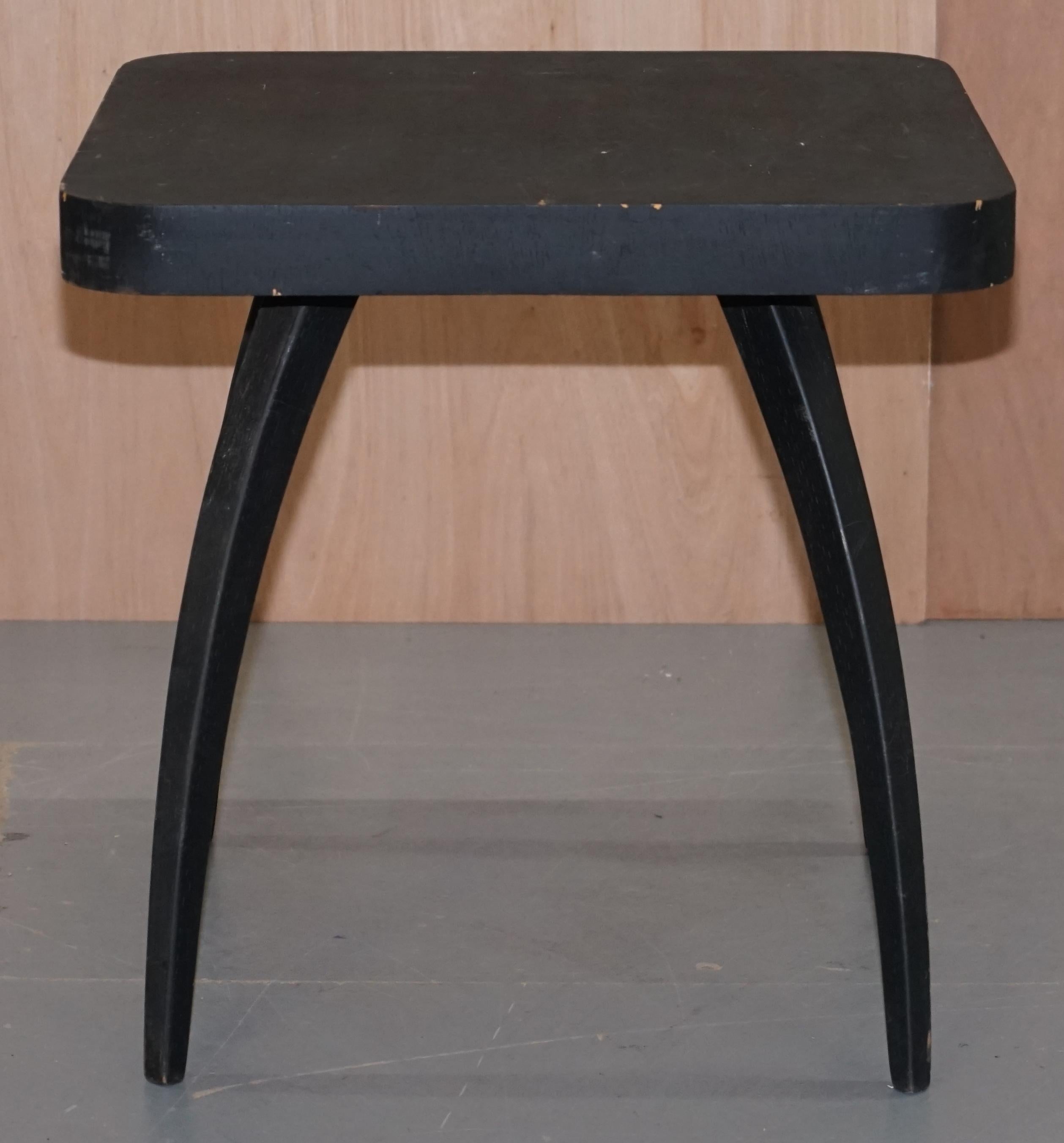 Nice 1930s Ebonised Black Spider Table by J.Halabala Vintage Distressed Patina 1