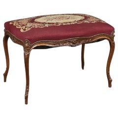Nice 19th Century French Louis XV Needlepoint Walnut Foot Stool
