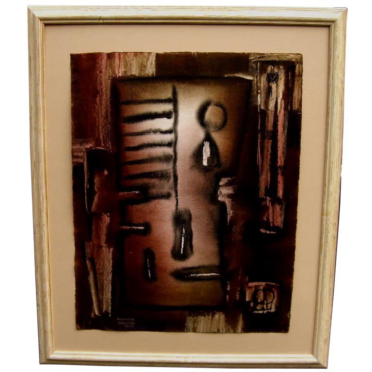 Nice abstract Gouache by listed European artist Rosario Moreno