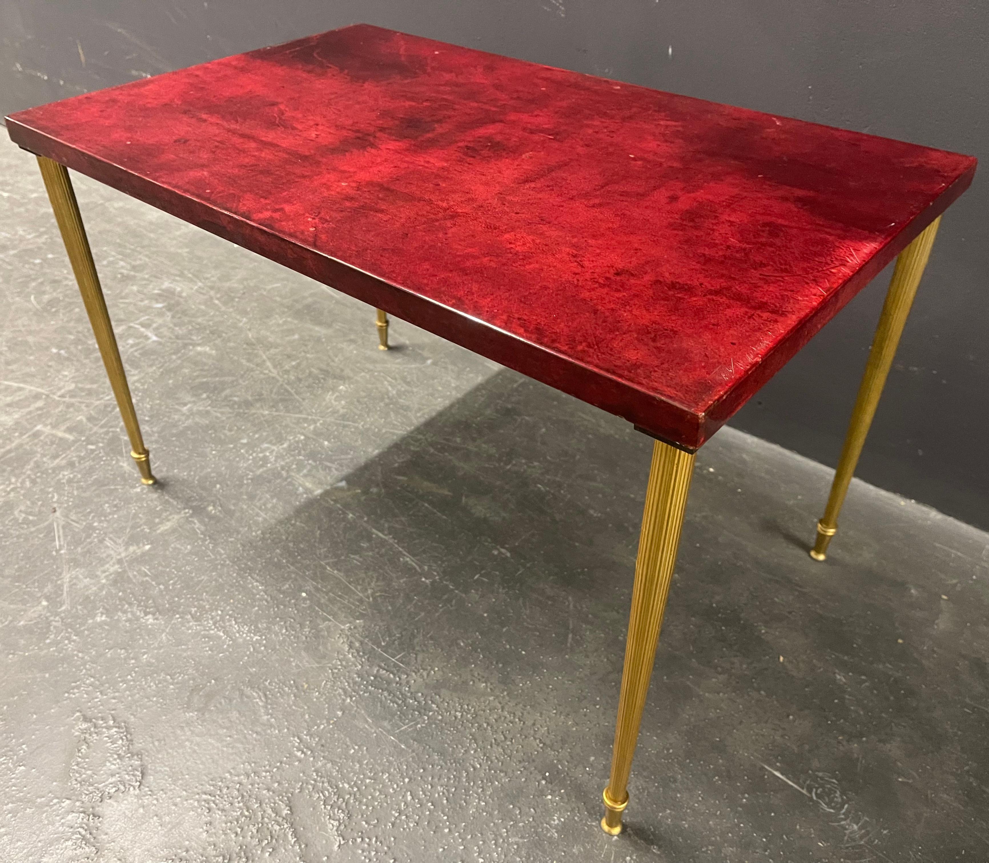 Mid-20th Century nice aldo tura side table - great color For Sale