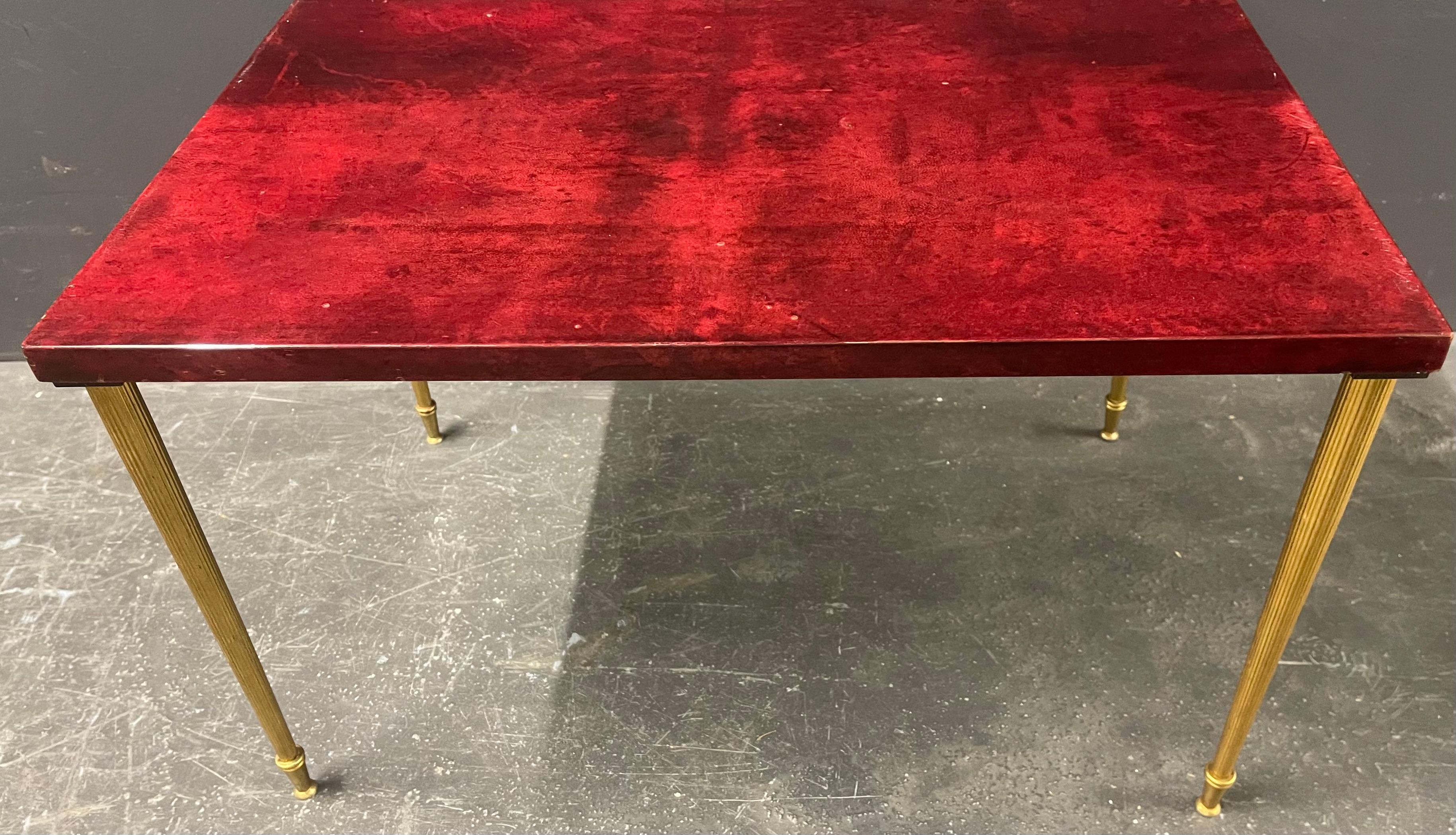 Brass nice aldo tura side table - great color For Sale
