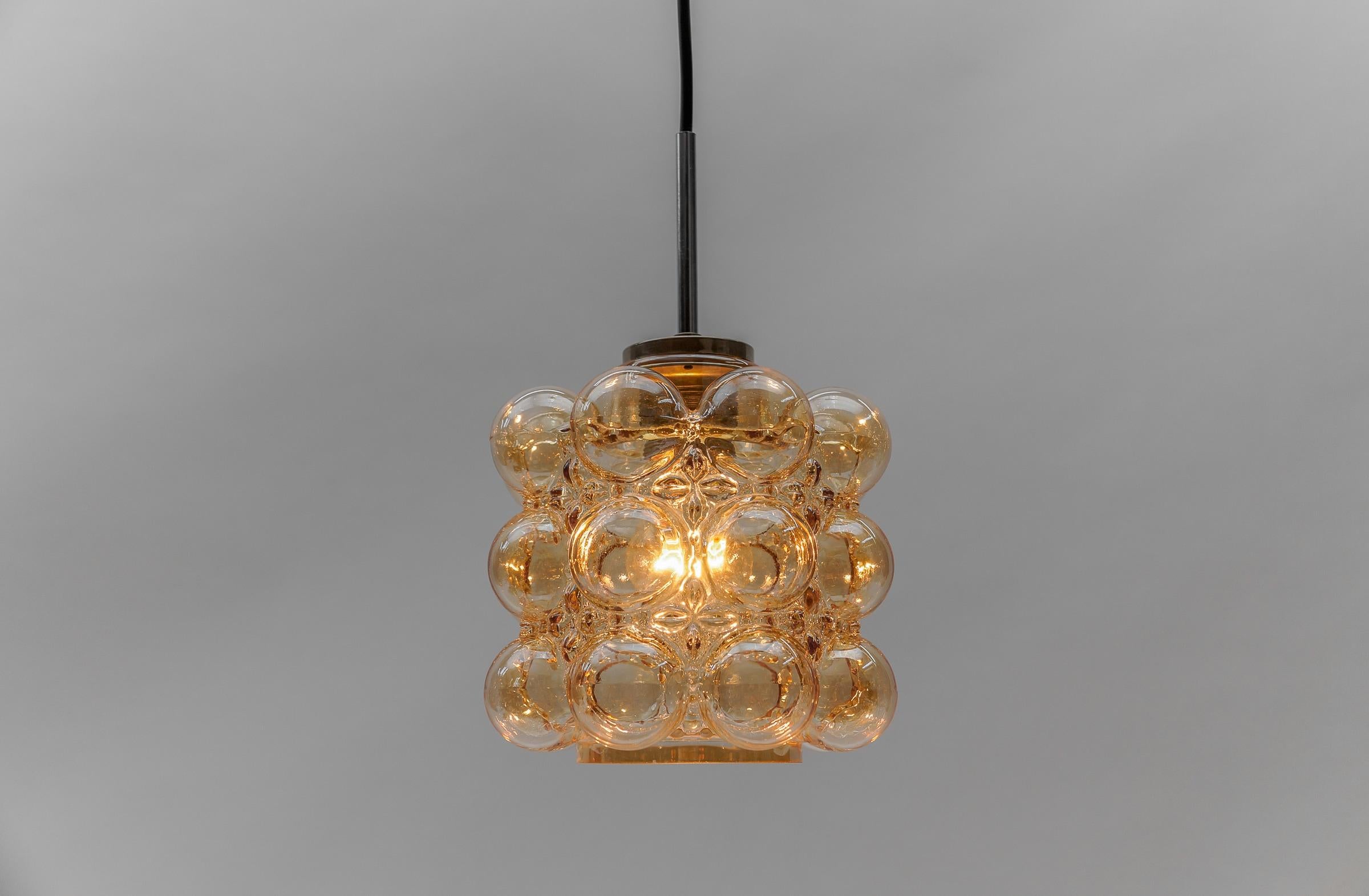 Mid-Century Modern Nice Amber Bubble Glass Ceiling Lamp by Helena Tynell for Limburg, Germany 1960s For Sale
