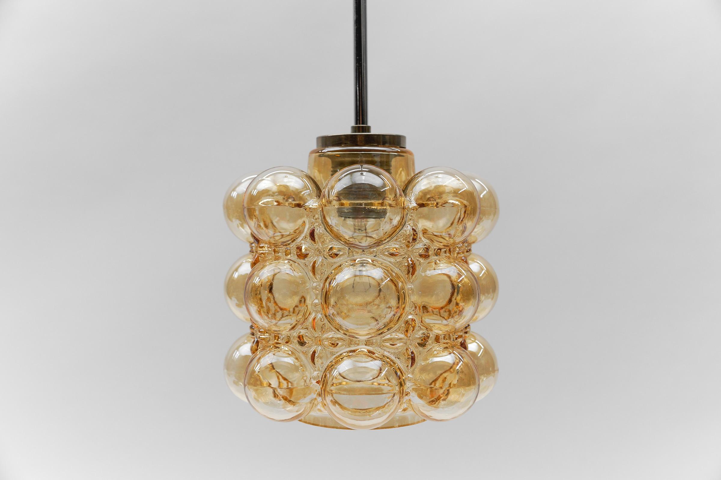 Mid-20th Century Nice Amber Bubble Glass Ceiling Lamp by Helena Tynell for Limburg, Germany 1960s For Sale