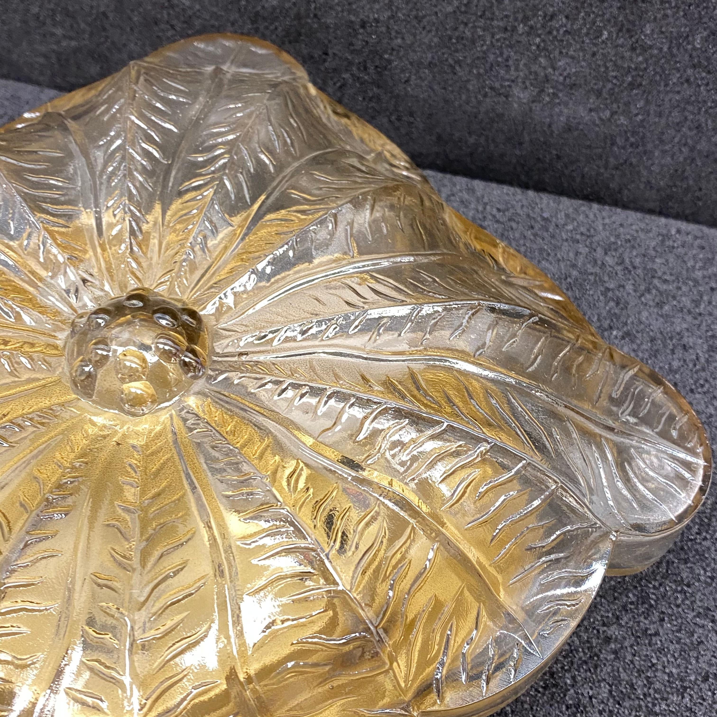 Nice Amber Glass Square Leaf Shape Flush Mount, Germany, 1960s In Good Condition For Sale In Nuernberg, DE