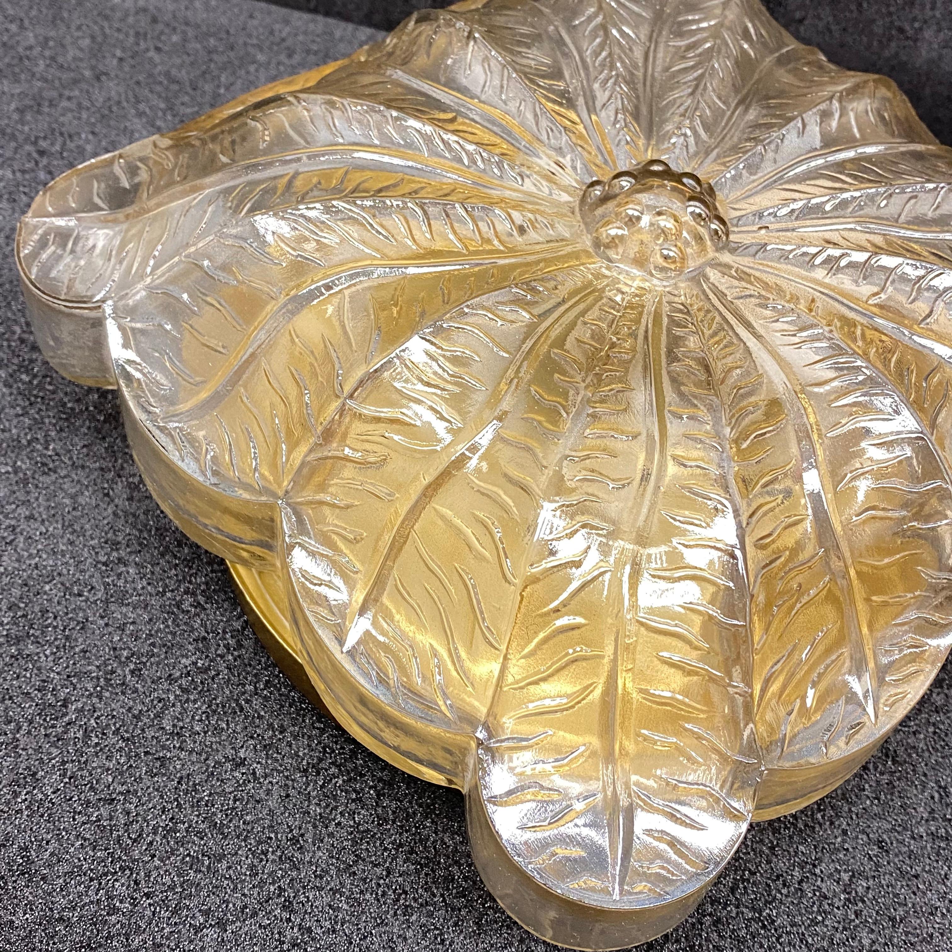 Mid-20th Century Nice Amber Glass Square Leaf Shape Flush Mount, Germany, 1960s For Sale