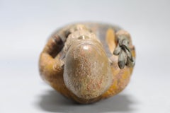 Nice and Fine Chinese Carved Wood Statue of Shou Lao Longevity Peach