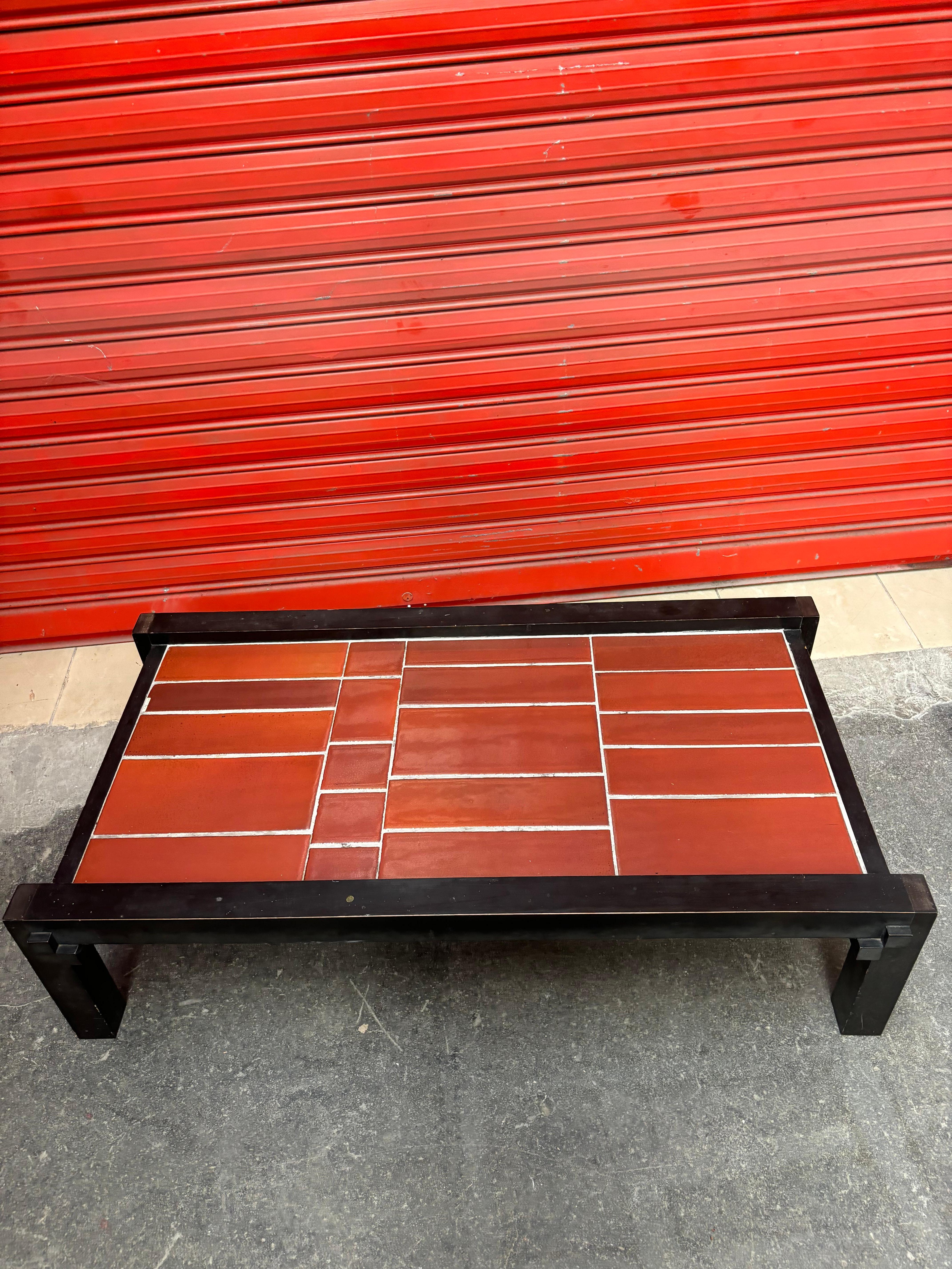 Nice and large coffee table by Roger Capron For Sale 6