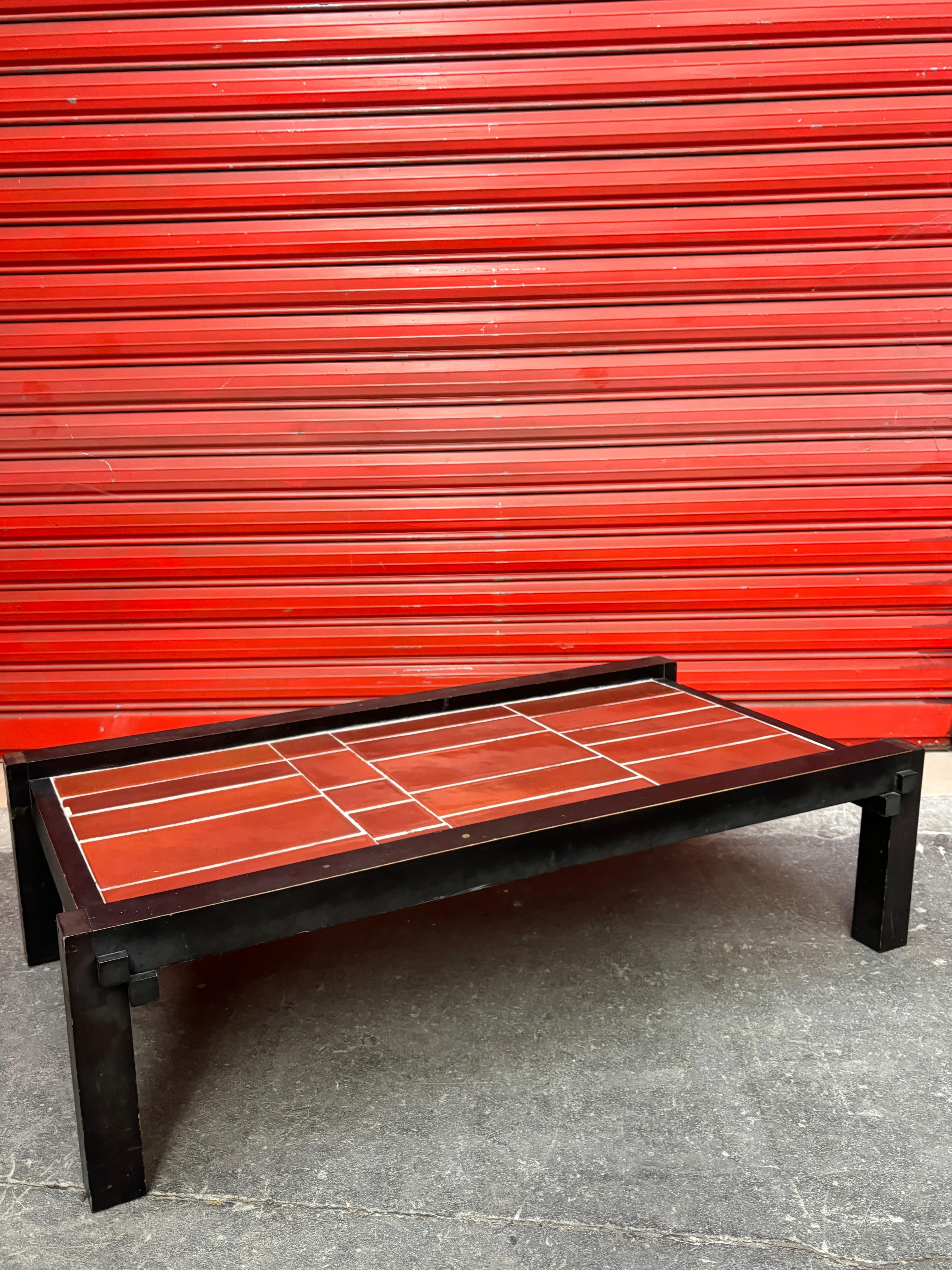 French Nice and large coffee table by Roger Capron For Sale