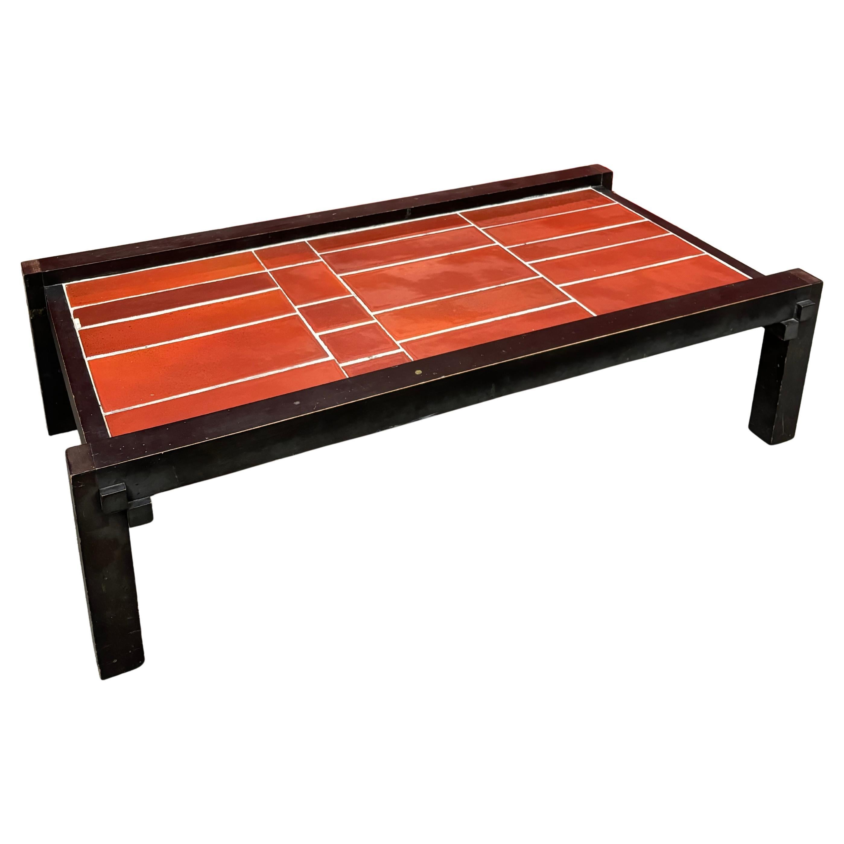 Nice and large coffee table by Roger Capron For Sale