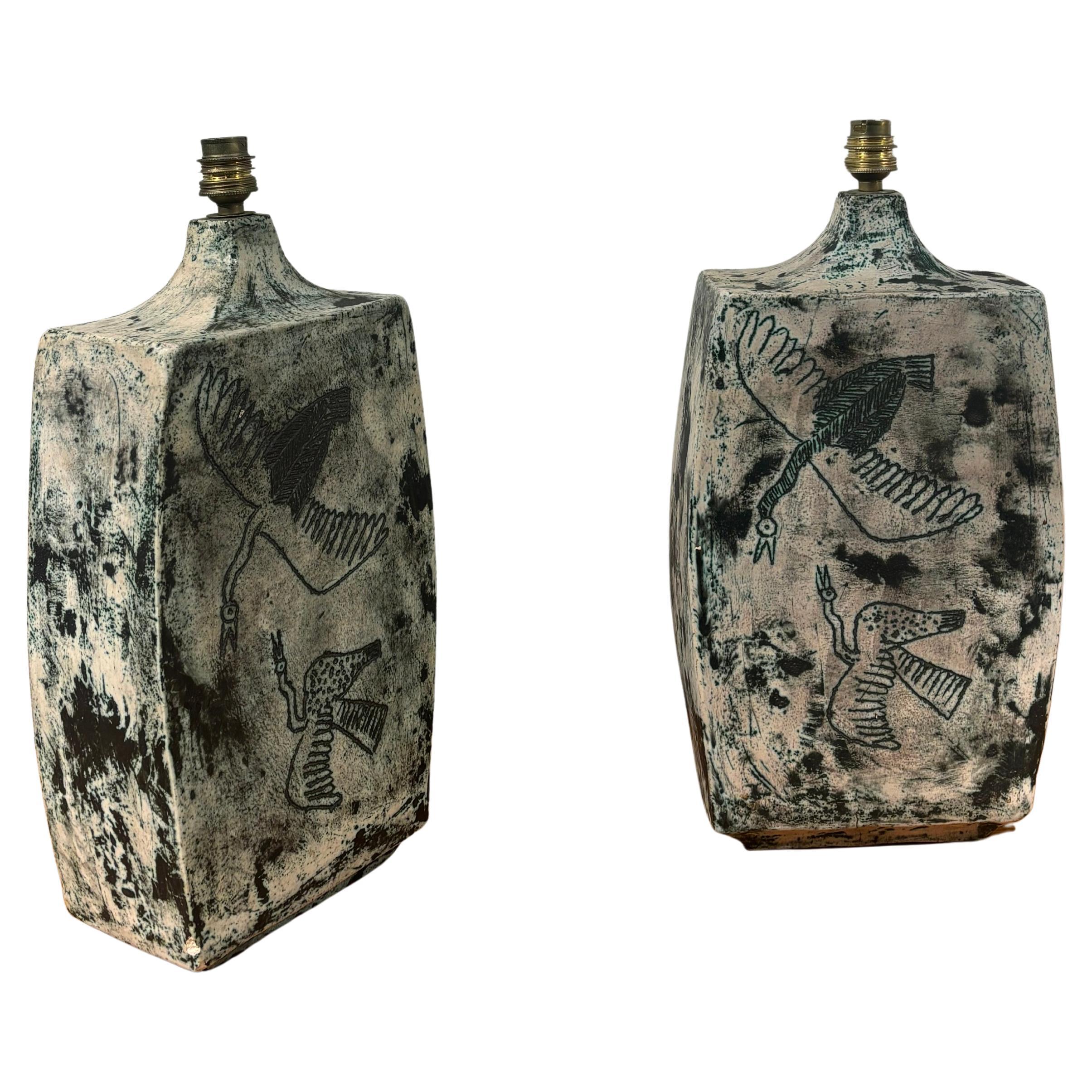 Nice and large pair of lamps by Jacques Blin, circa 1950 For Sale