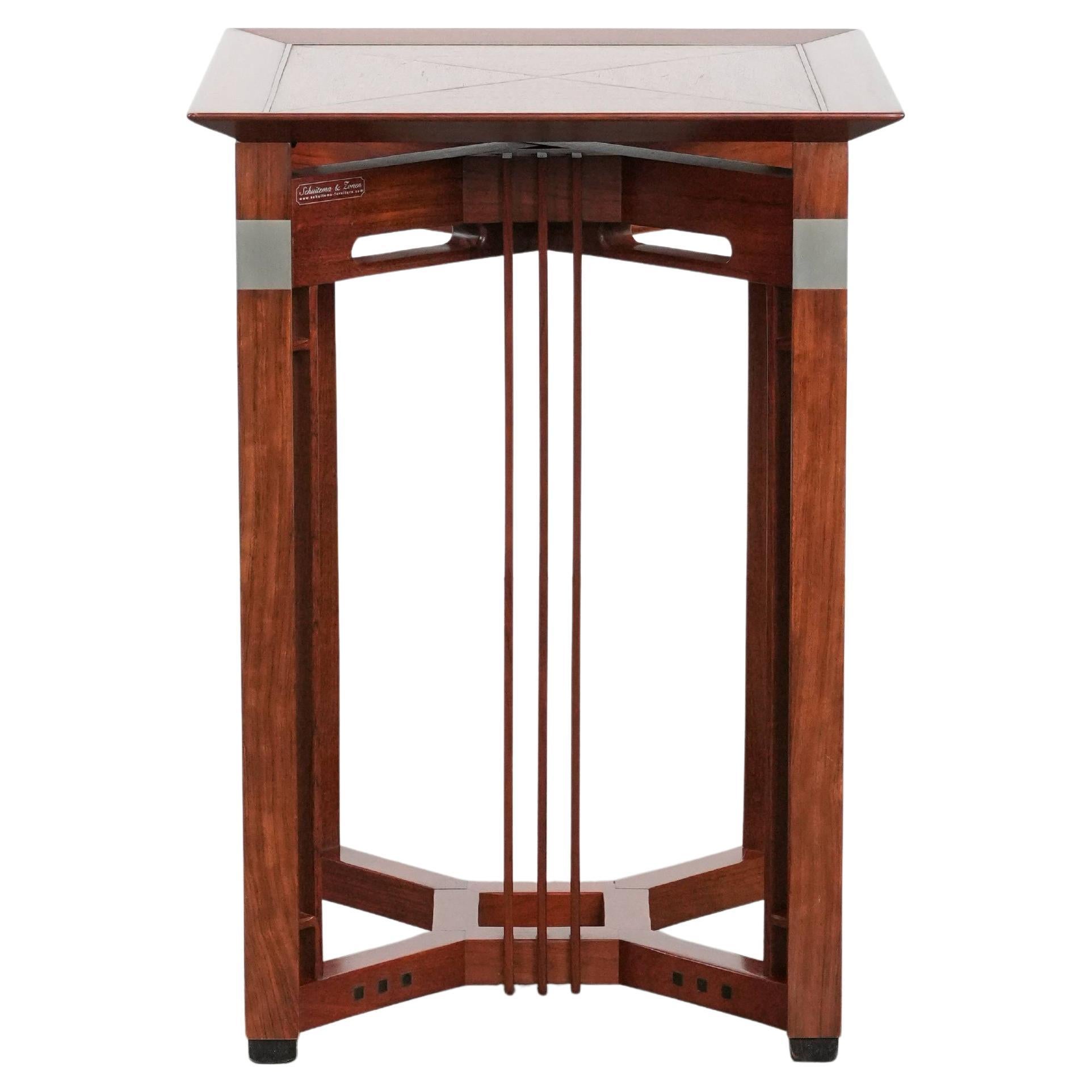 Nice and well-maintained tall square Art Deco design side table For Sale
