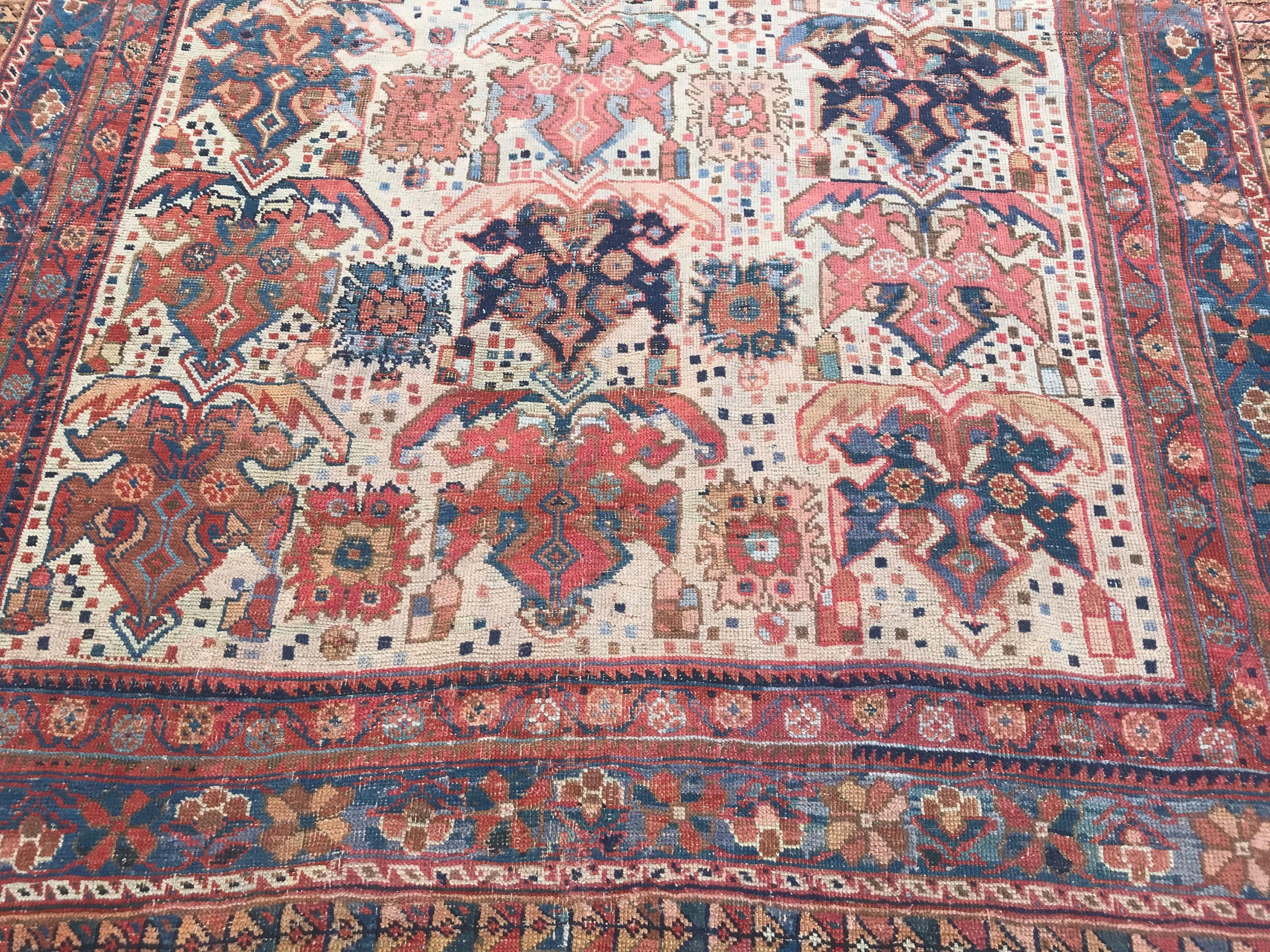 Hand-Knotted Nice Antique Afshar Rug For Sale
