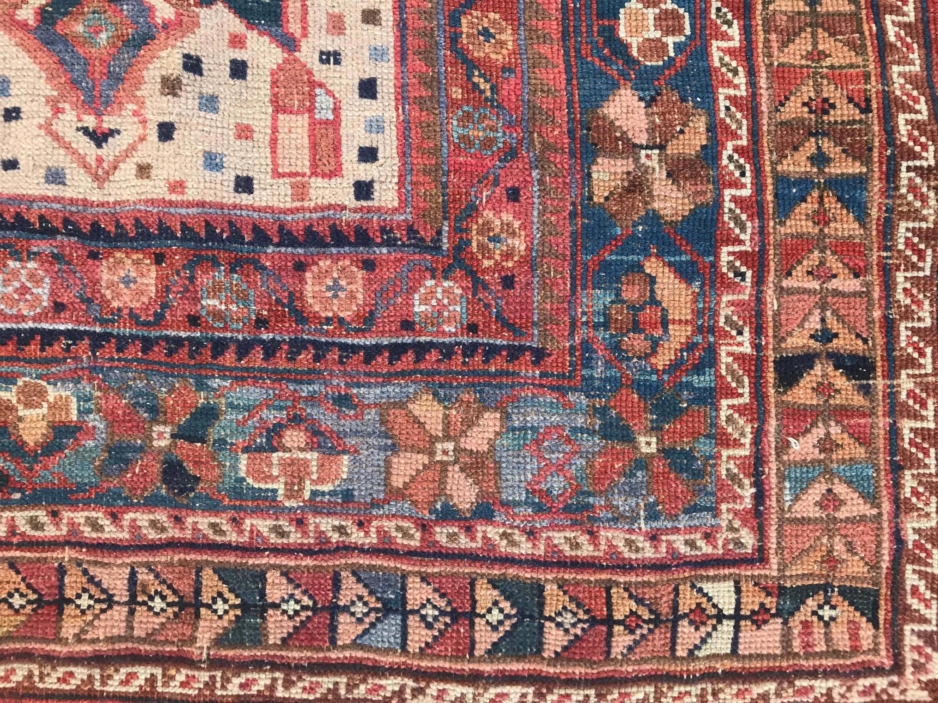 Nice Antique Afshar Rug In Fair Condition For Sale In Saint Ouen, FR
