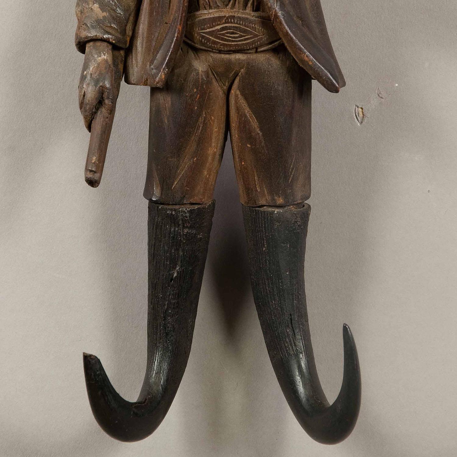 Austrian Nice Antique Carved Wood Hunter Whip Holder, 1890
