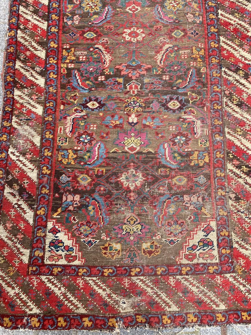 Very beautiful antique distressed Caucasian Armenian runner with nice design and beautiful natural colors, entirely hand knotted with wool velvet on wool foundation.