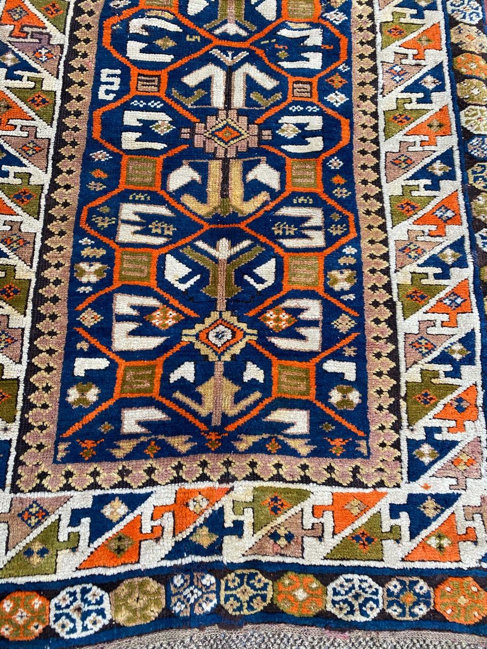Bobyrug’s Nice Antique Caucasian Kazak Rug For Sale 3