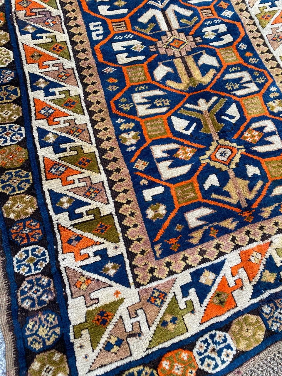 Bobyrug’s Nice Antique Caucasian Kazak Rug For Sale 4