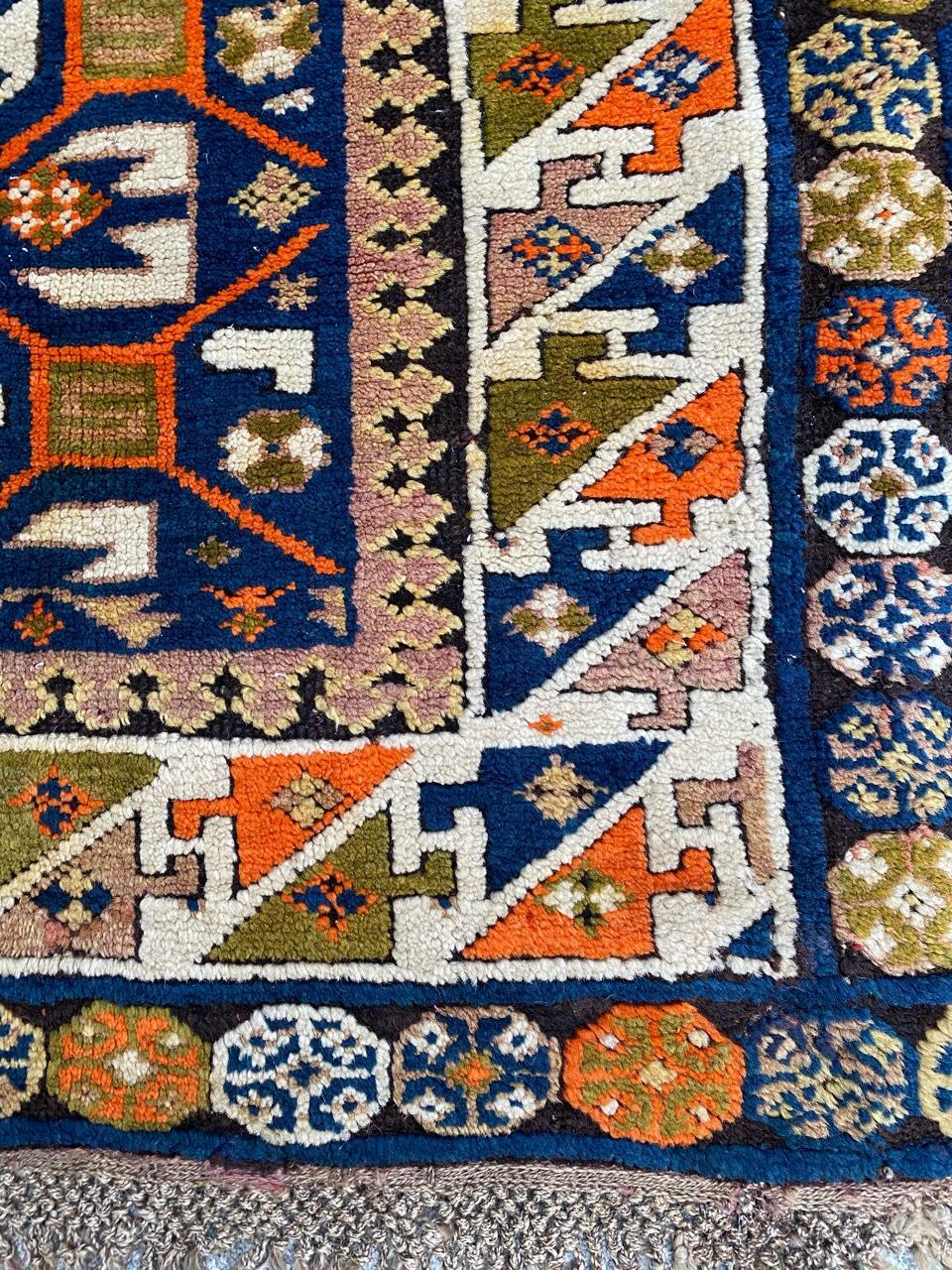 Bobyrug’s Nice Antique Caucasian Kazak Rug For Sale 6