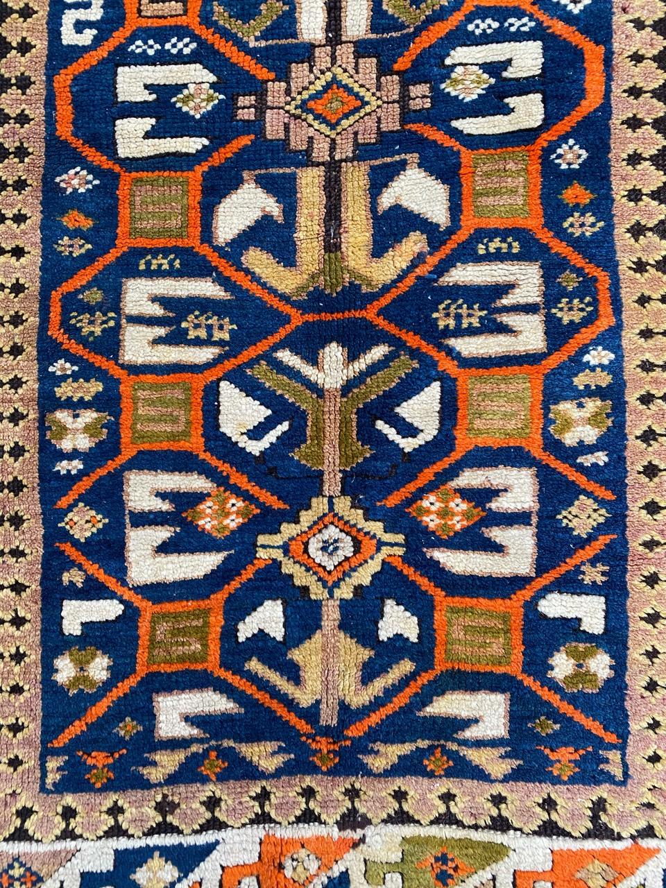 Hand-Knotted Bobyrug’s Nice Antique Caucasian Kazak Rug For Sale