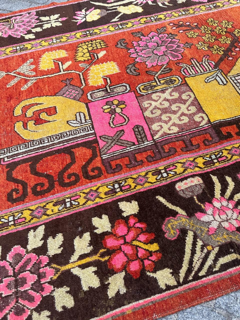 Bobyrug’s Nice antique Chinese Khotan rug  For Sale 4